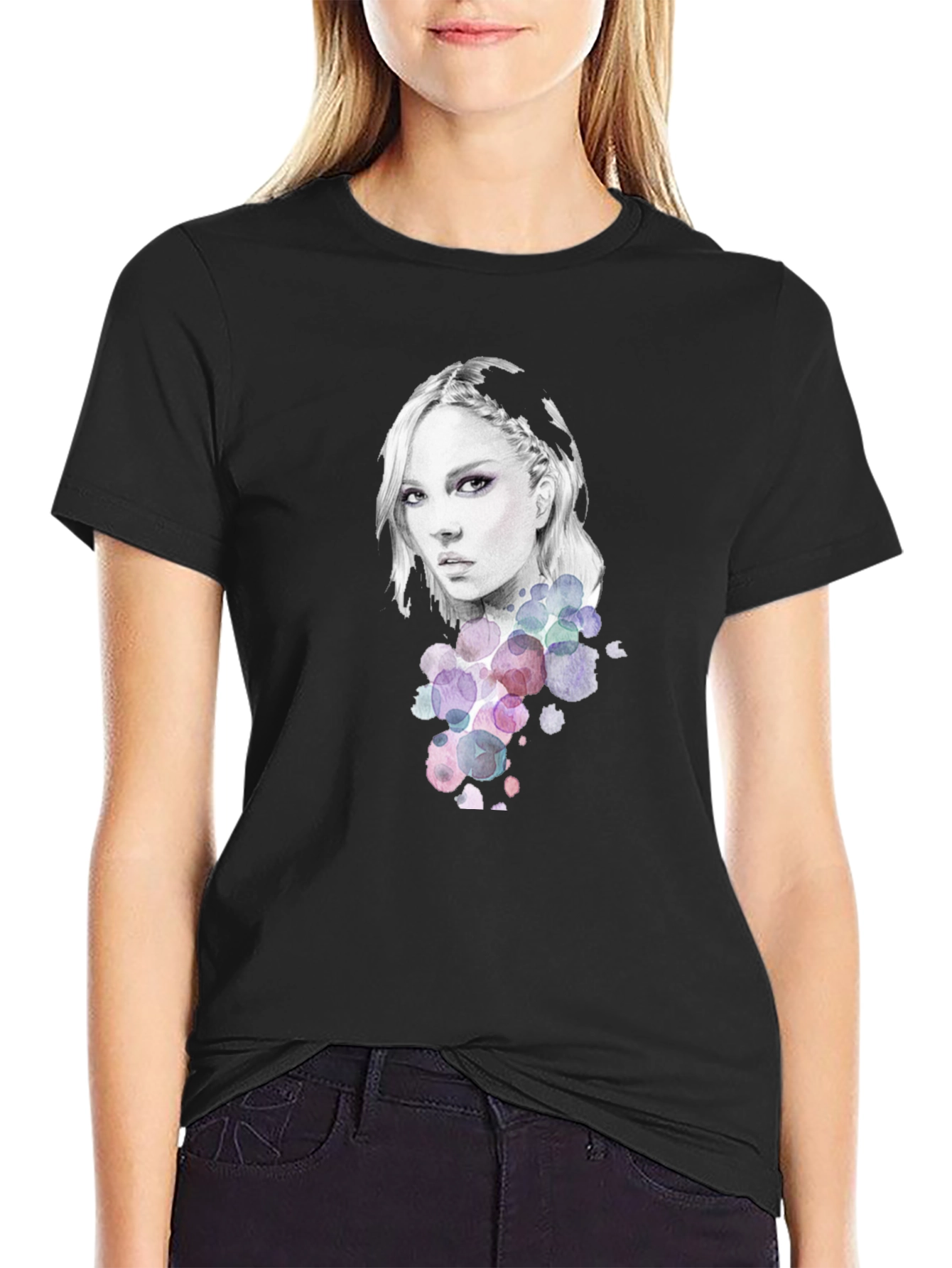 Woman Portrait Graphic Tee - Stylish Black T-Shirt