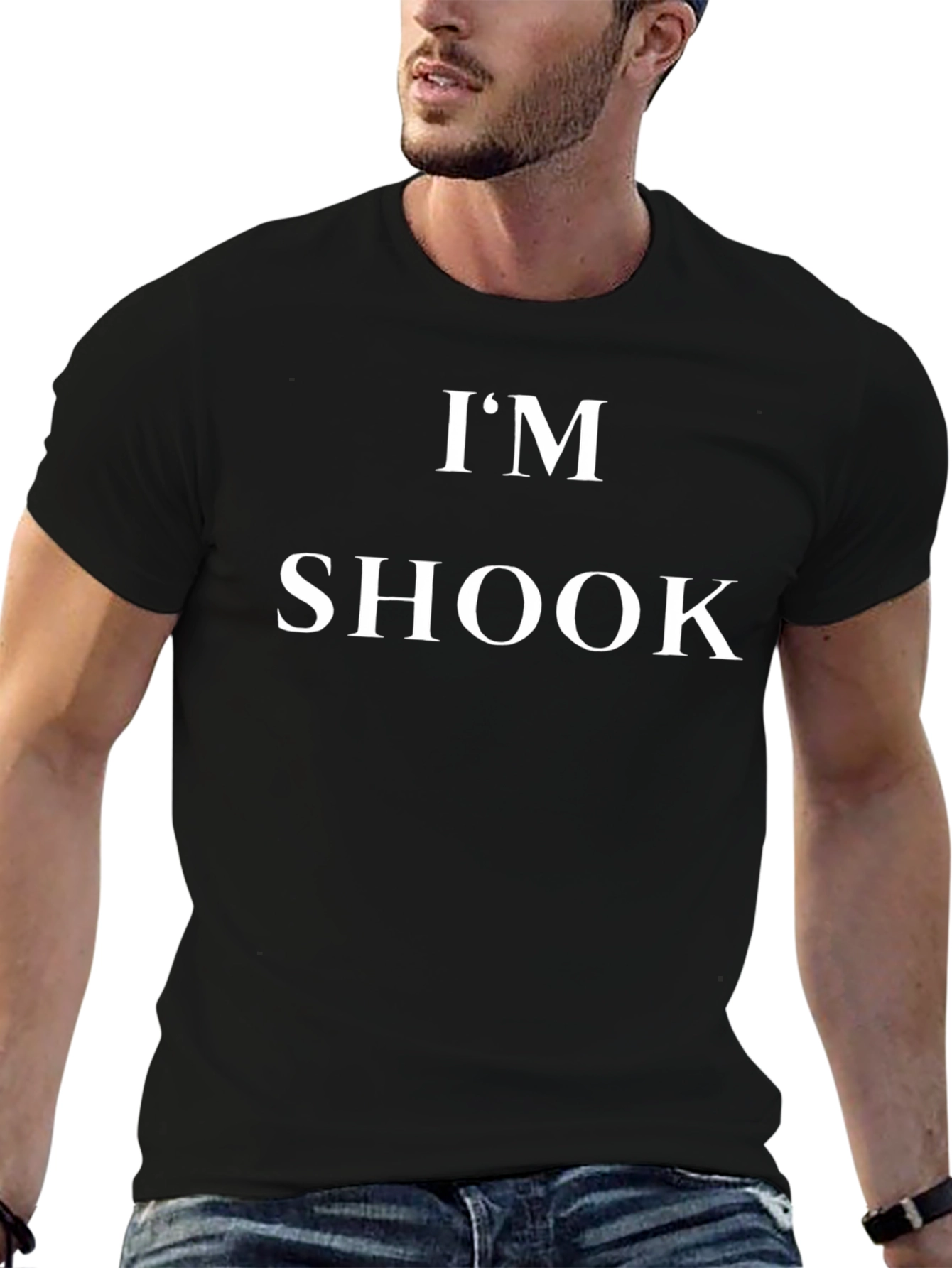 Im Shook Black Tee - Trendy Statement Shirt