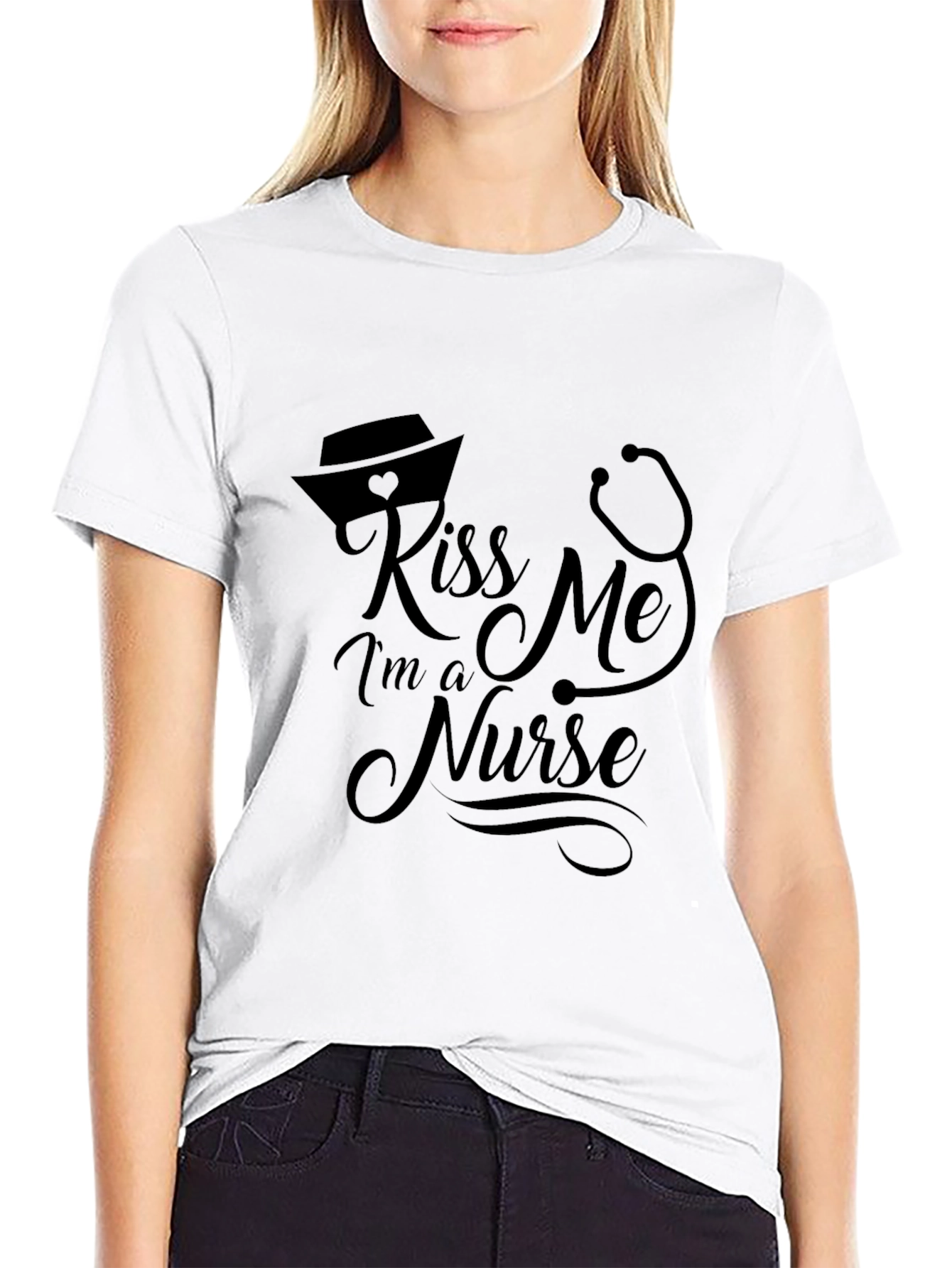 Kiss Me Im A Nurse Black T-Shirt