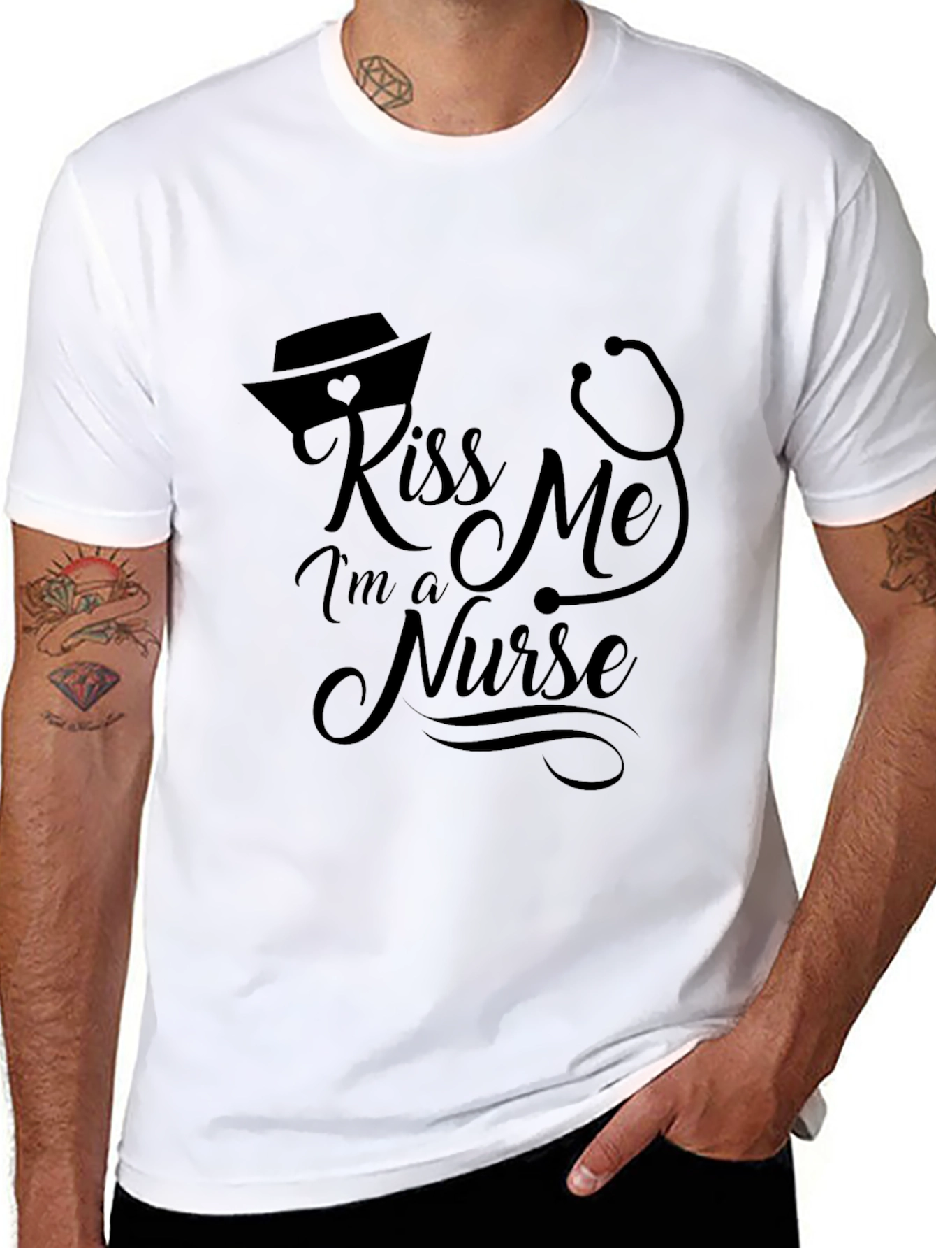 Kiss Me Im A Nurse Black T-Shirt
