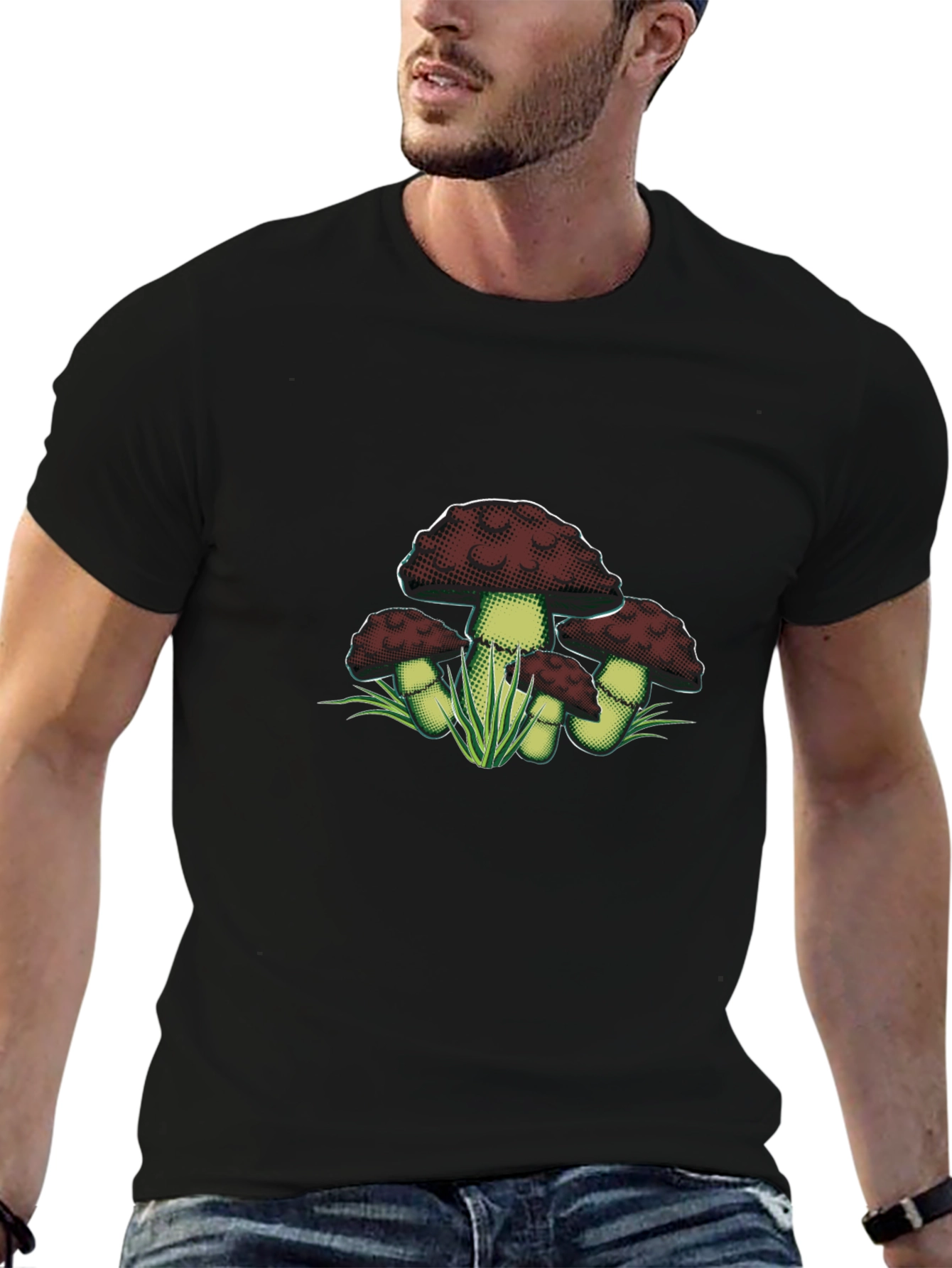 Mushroom Graphic Tee - Dark Academia Style