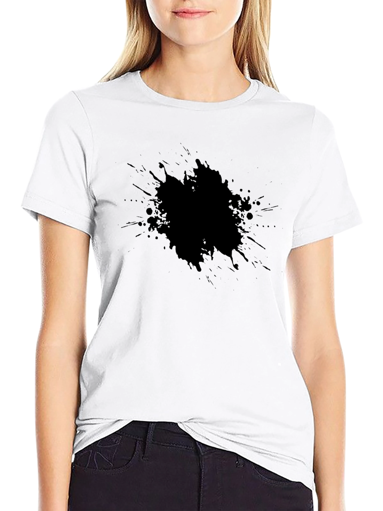 Mens Black Splatter Print Tee - Casual Style