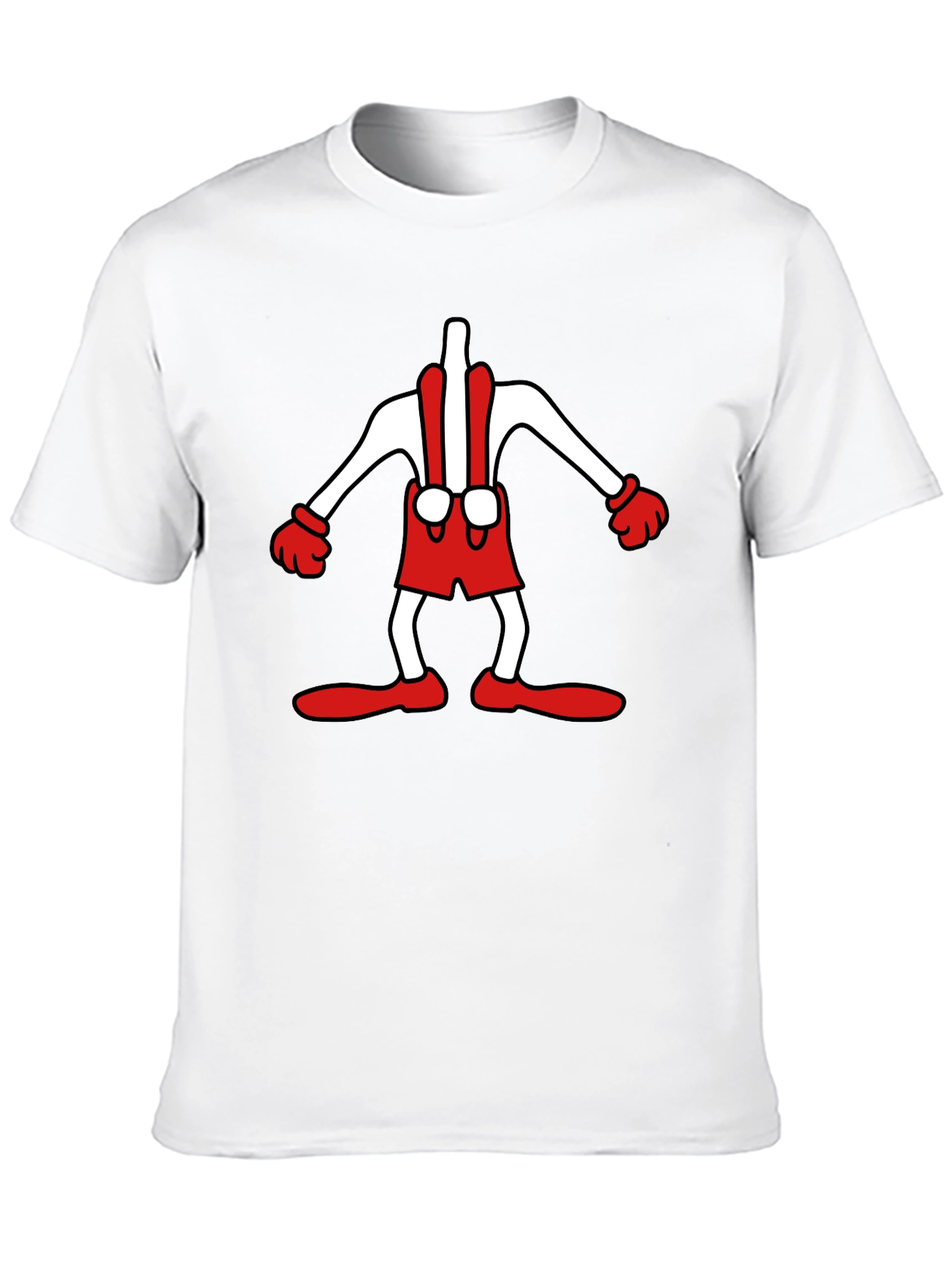 Cartoon Character T-Shirt: Black Crew Neck Tee