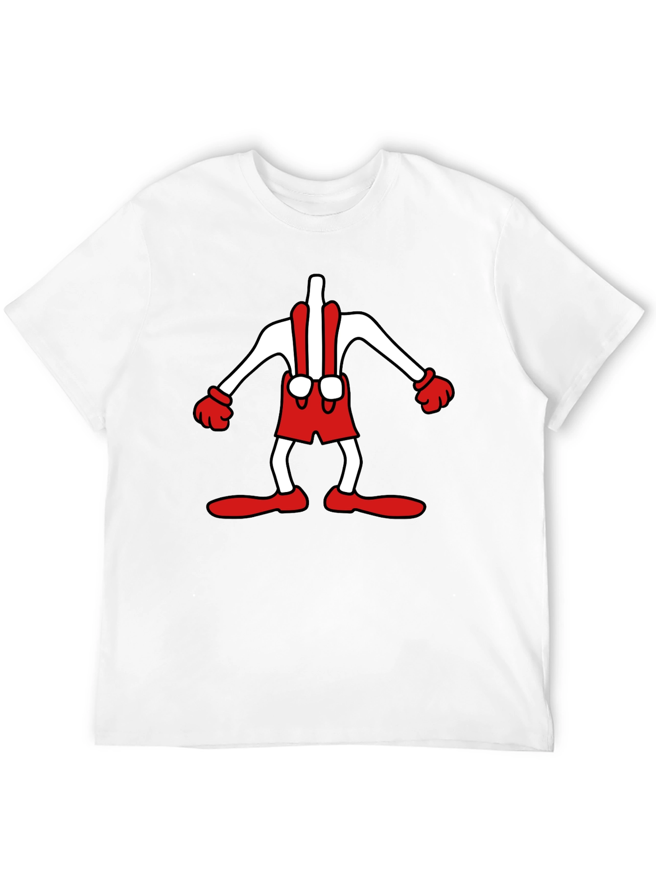 Cartoon Character T-Shirt: Black Crew Neck Tee
