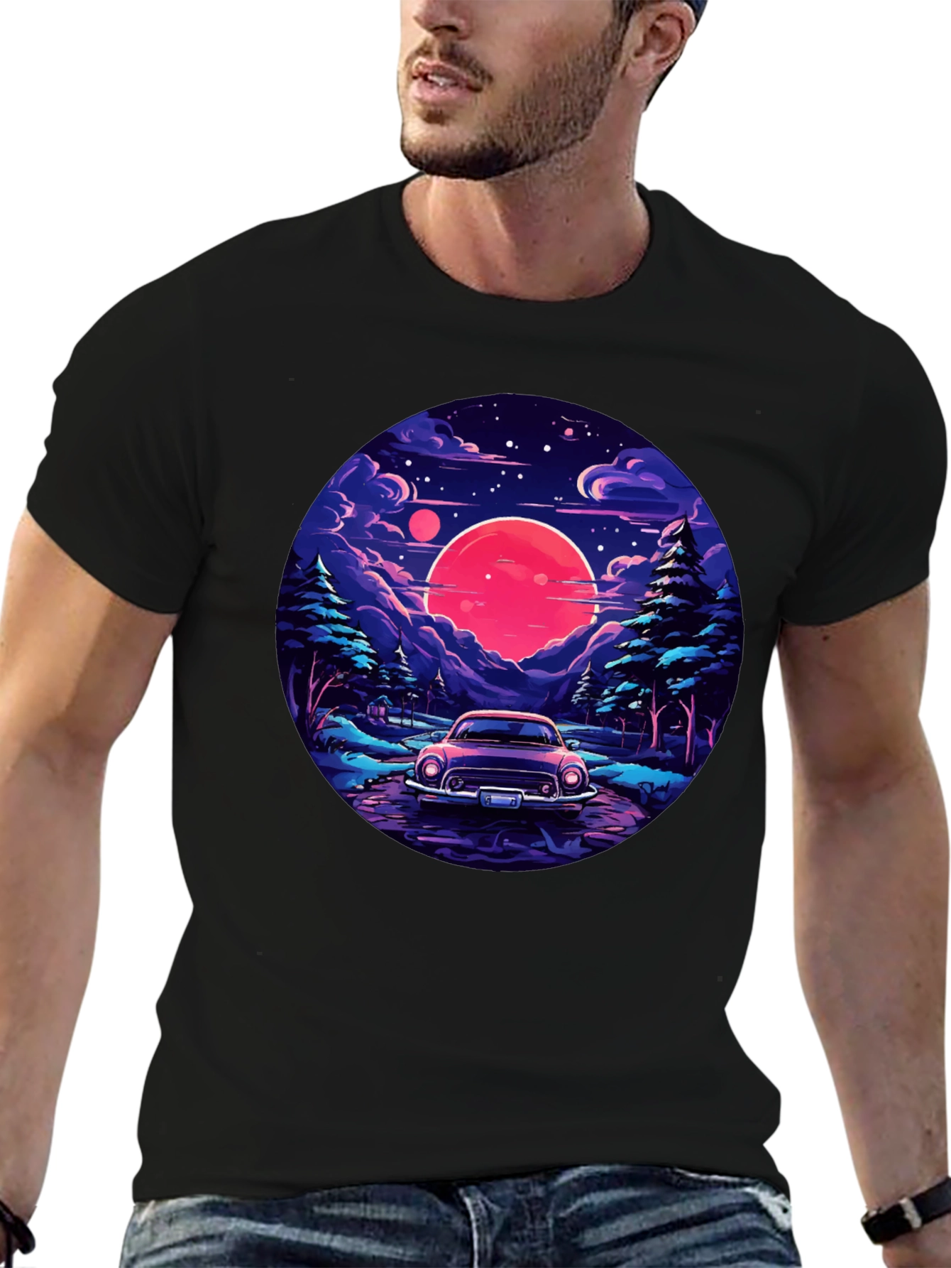 Retro Car & Sunset T-Shirt