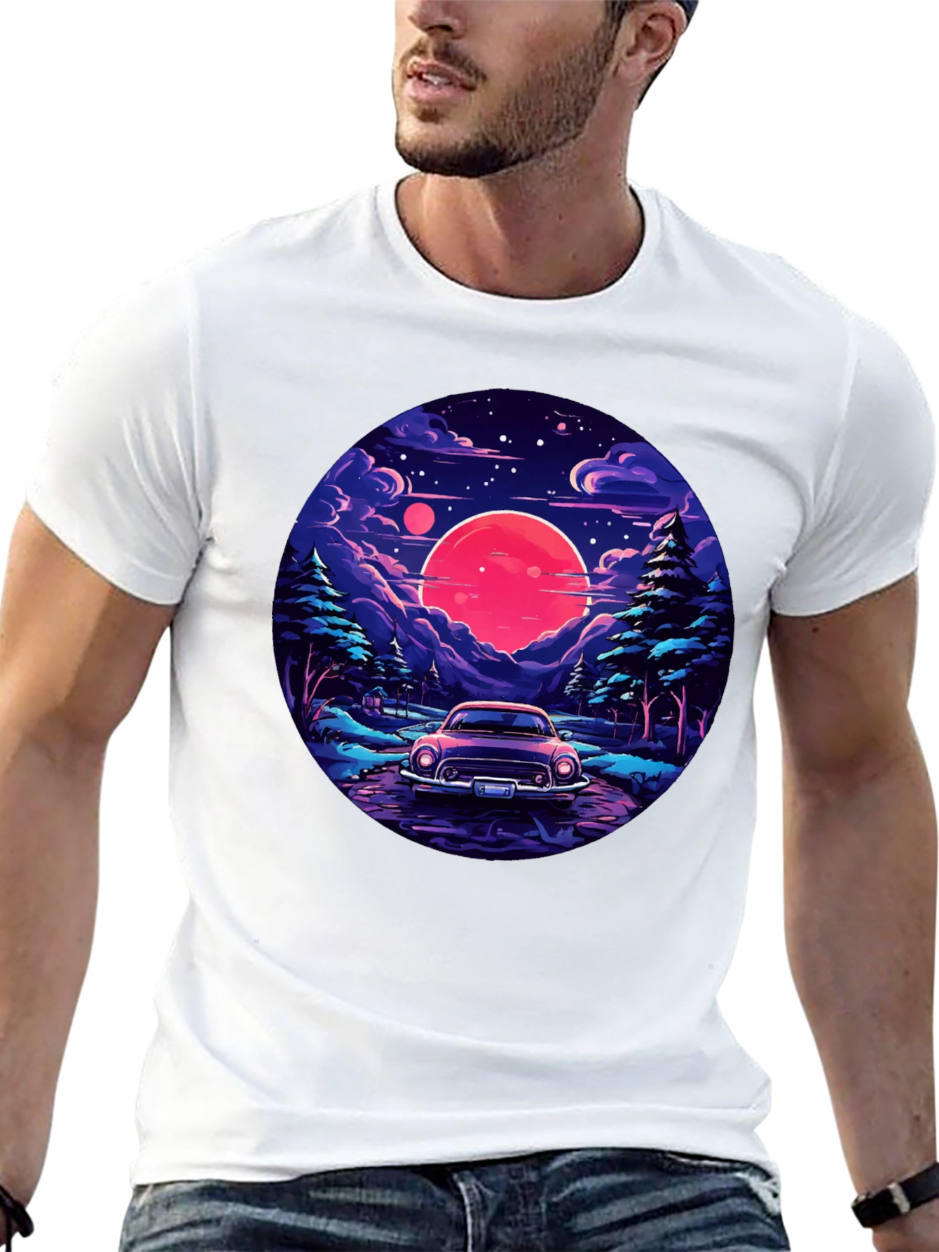 Retro Car & Sunset T-Shirt