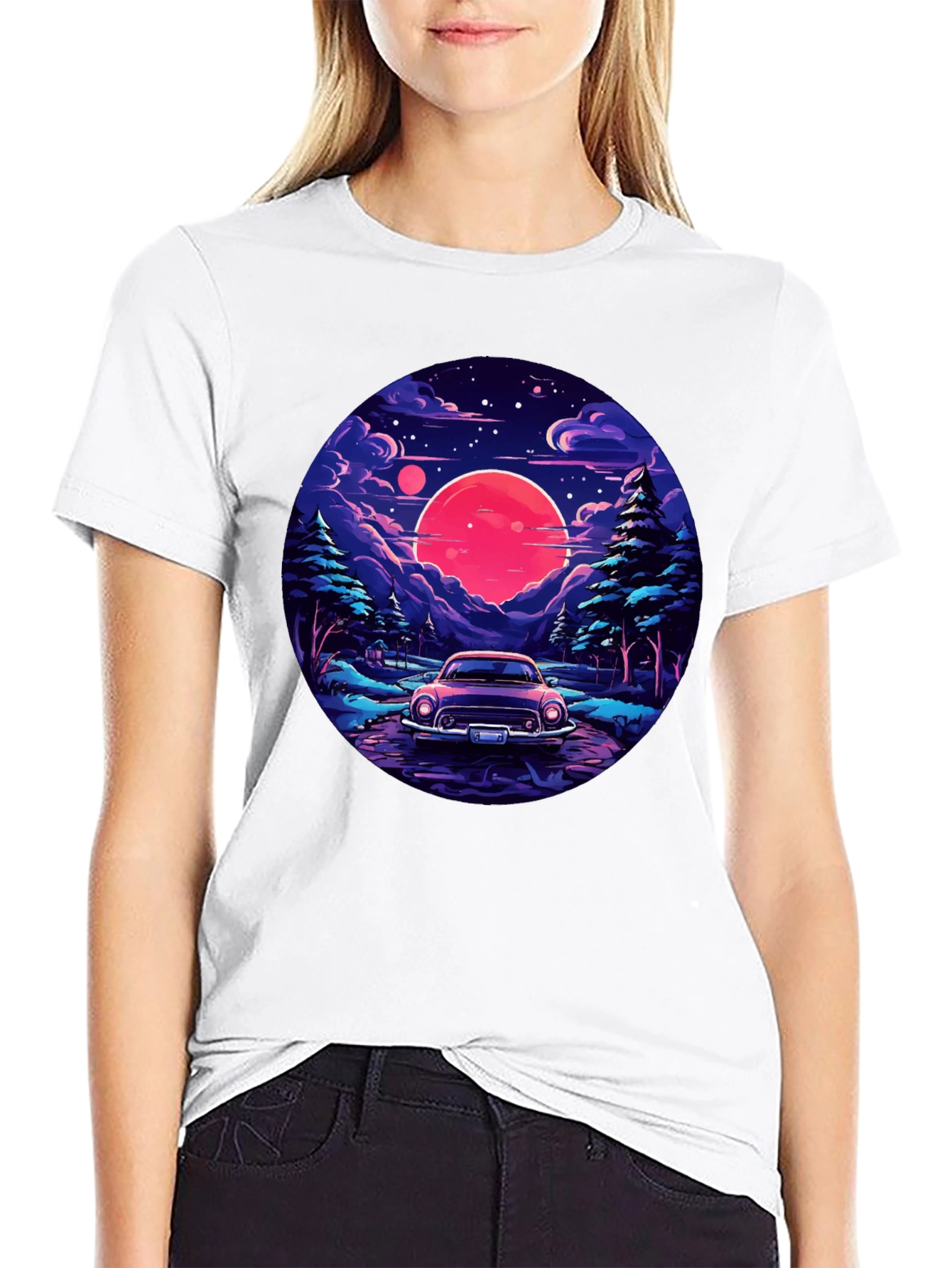 Retro Car & Sunset T-Shirt