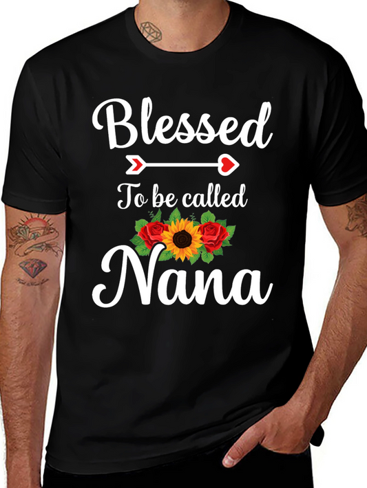 Blessed Nana T-Shirt with Floral Accent
