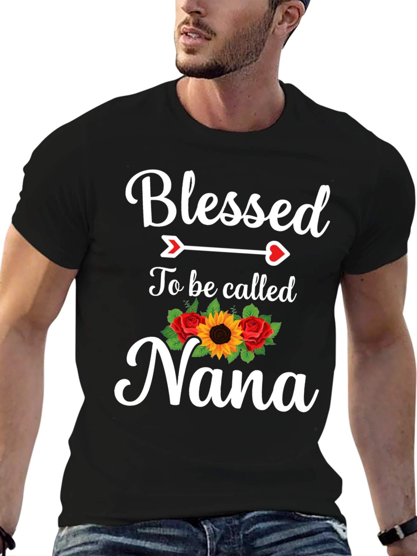 Blessed Nana T-Shirt with Floral Accent