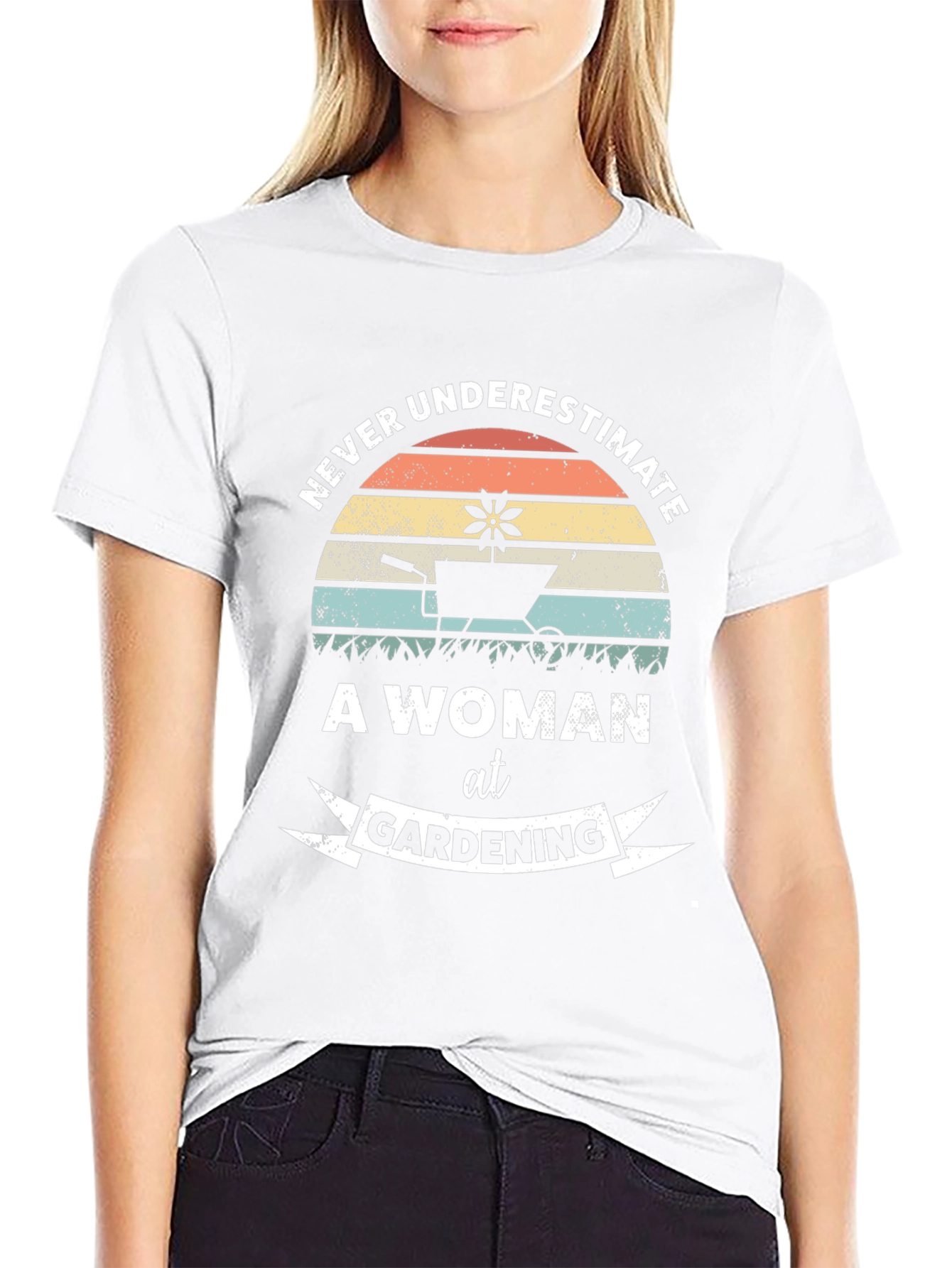 Gardening Woman Graphic Tee - Black Cotton T-Shirt