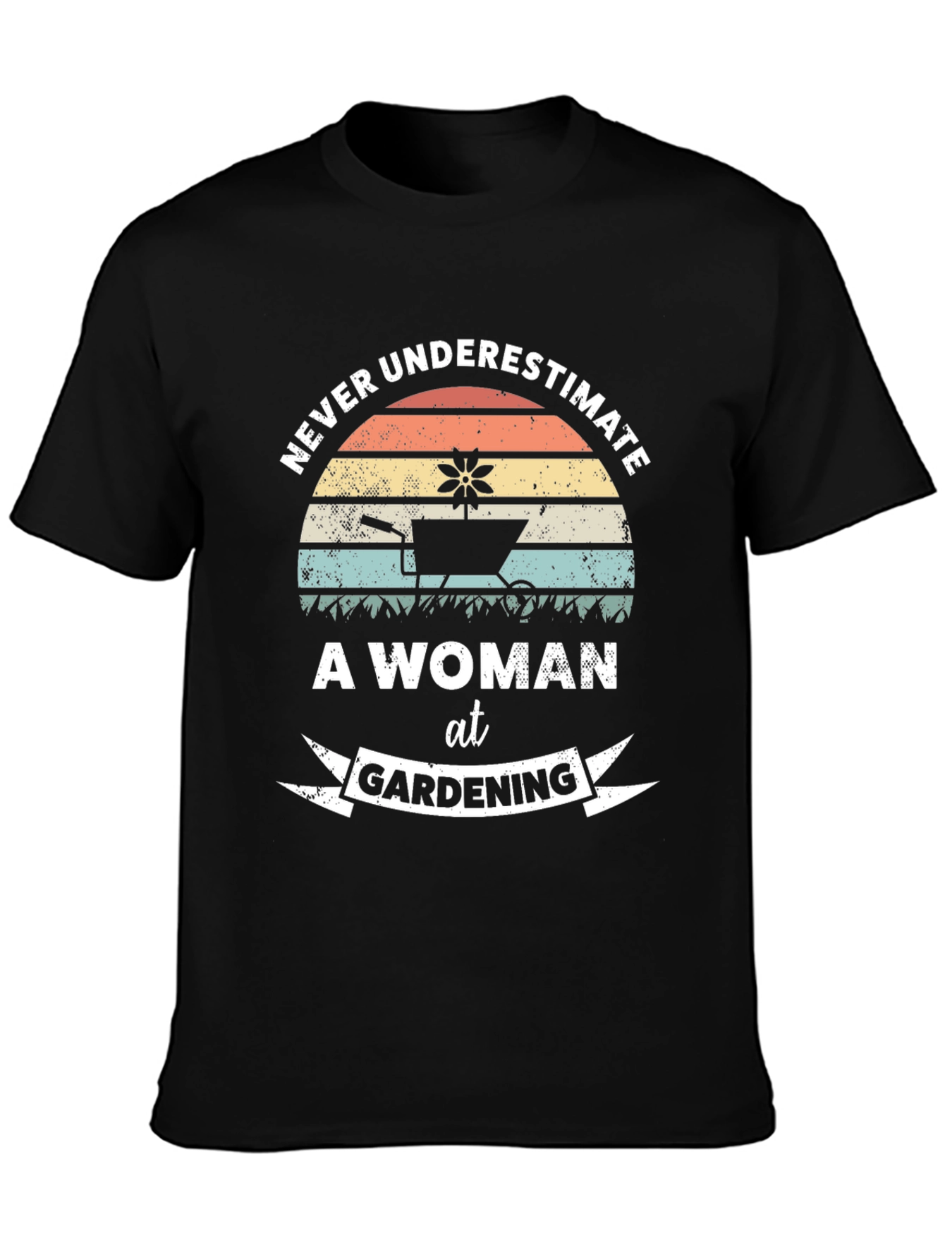 Gardening Woman Graphic Tee - Black Cotton T-Shirt