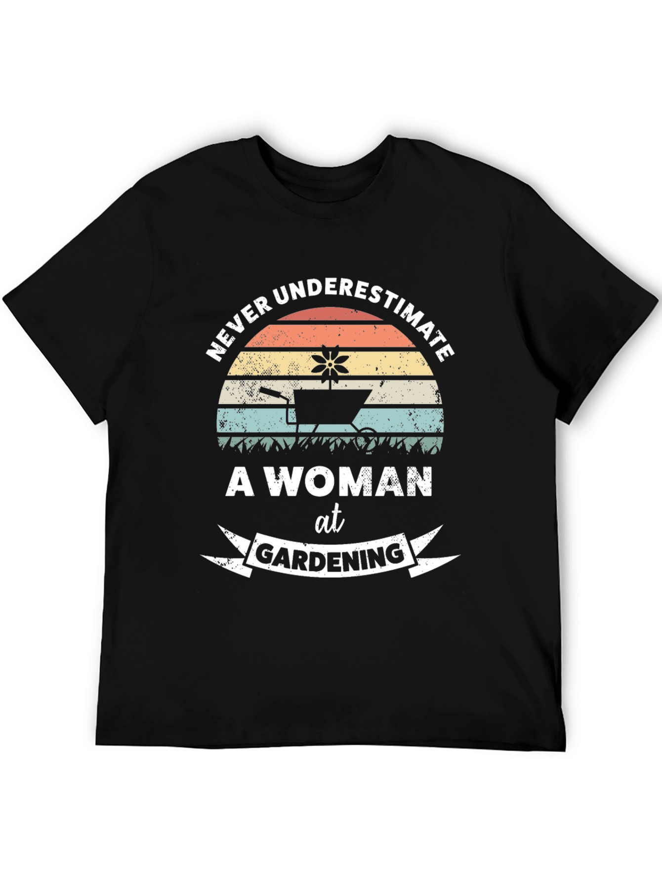 Gardening Woman Graphic Tee - Black Cotton T-Shirt