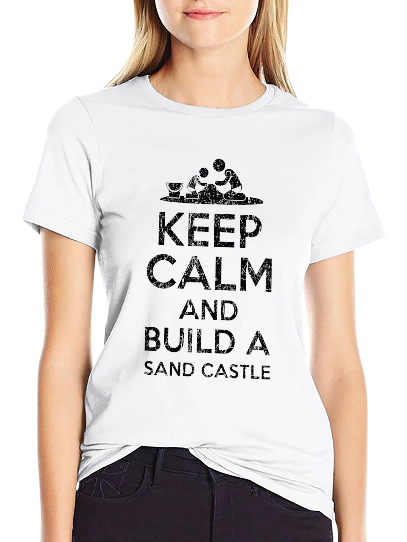 Keep Calm & Build a Sandcastle Black T-Shirt