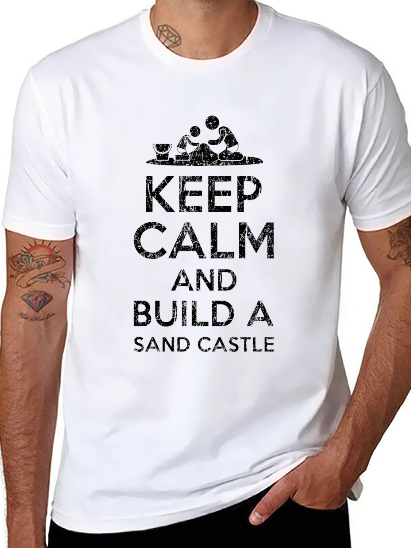 Keep Calm & Build a Sandcastle Black T-Shirt