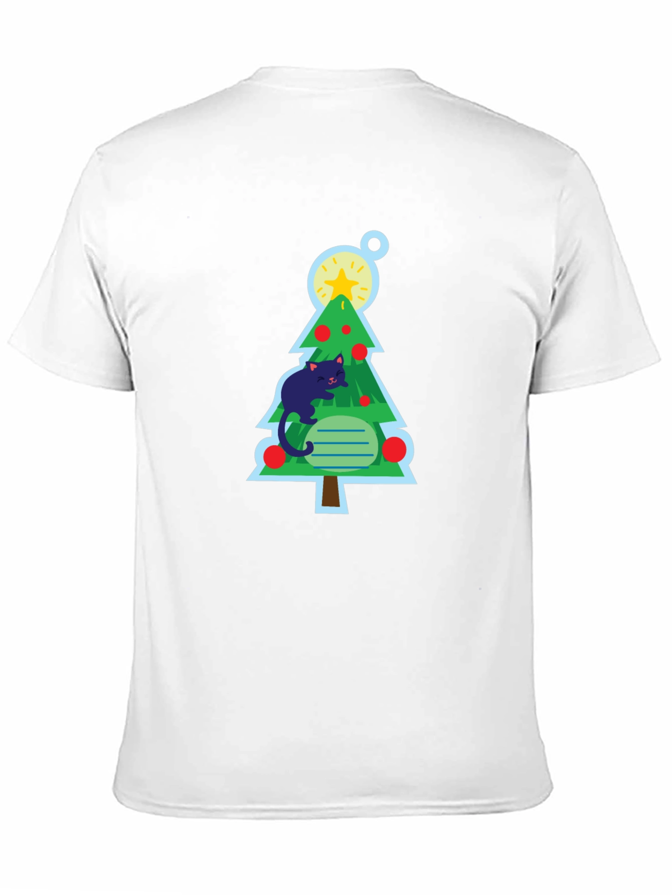 Cat Christmas Tree Black T-Shirt