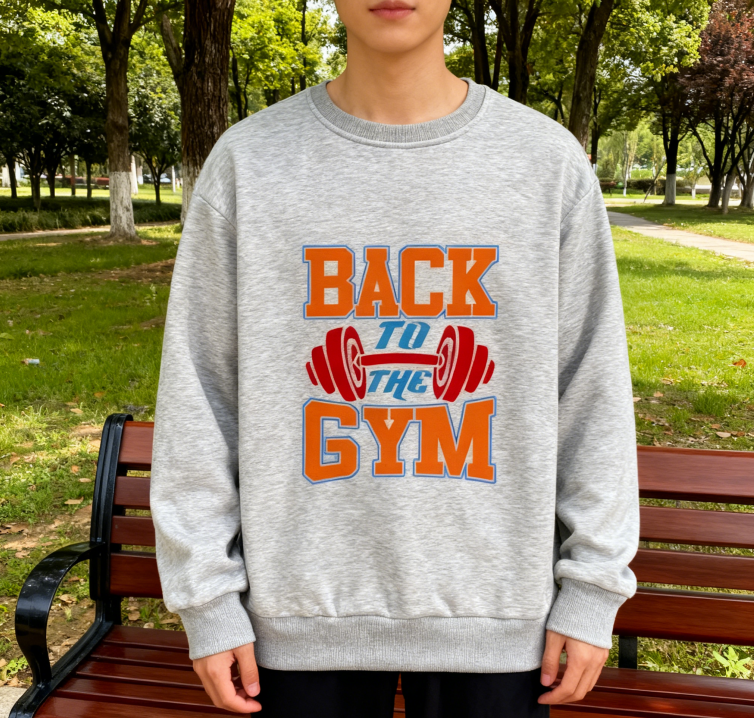 Motivational 'BACK TO THE GYM' Graphic Sweatshirt