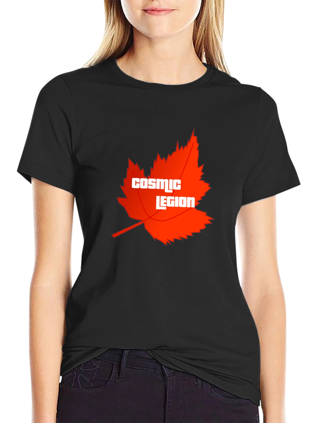 Cosmic Legion Maple Leaf Graphic Tee - Black