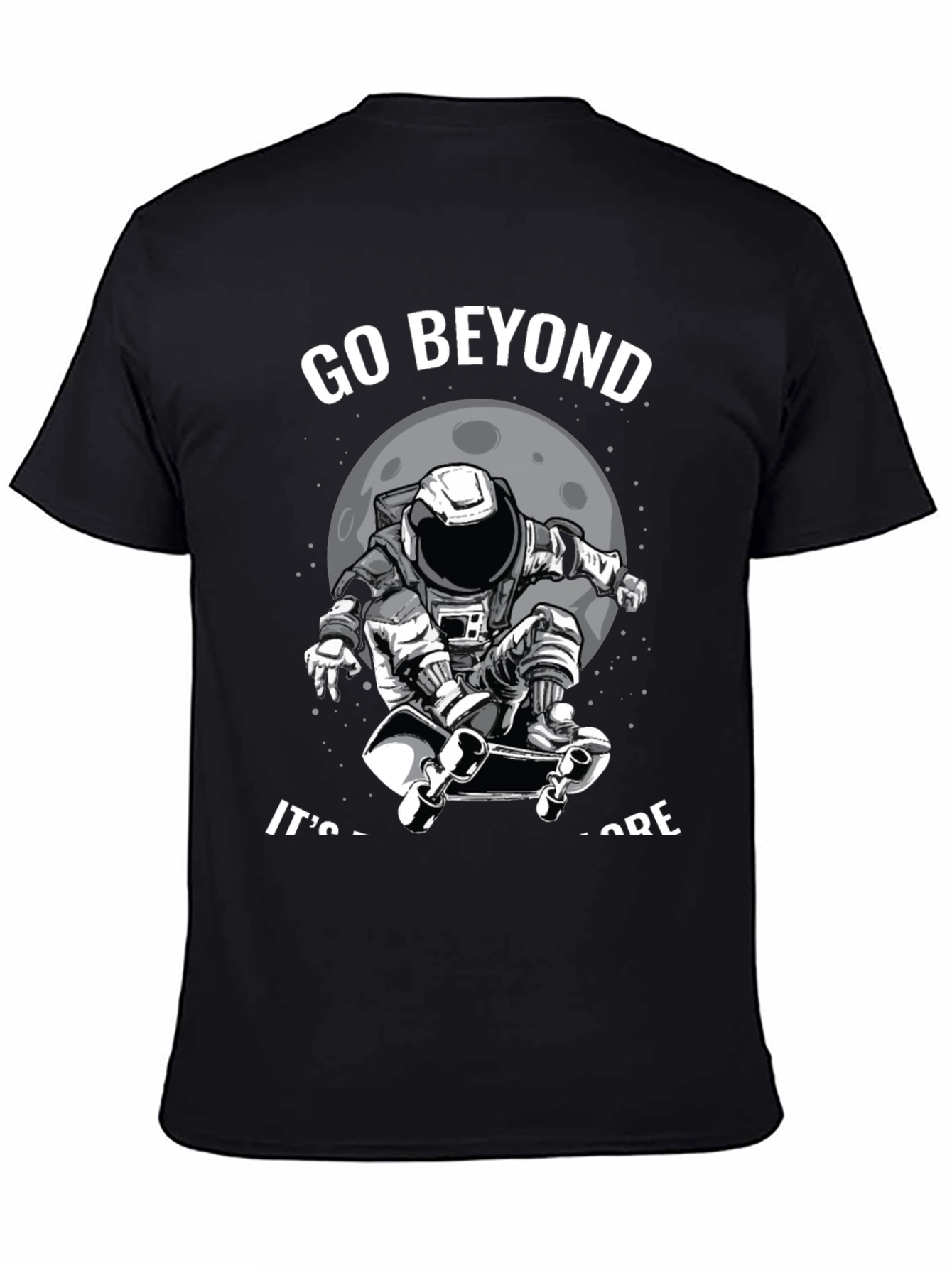 Go Beyond: Astronaut Skateboarder Black T-Shirt