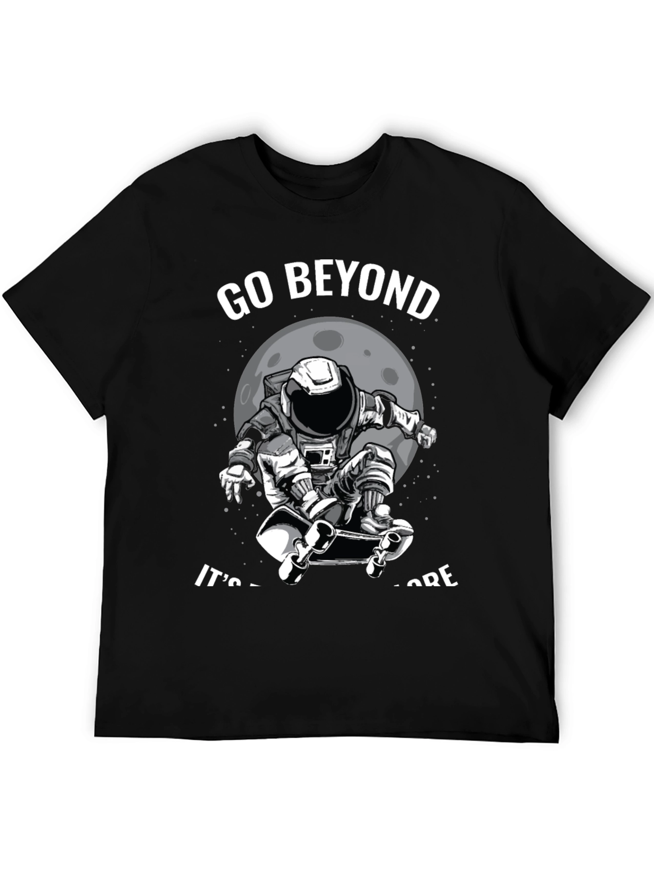 Go Beyond: Astronaut Skateboarder Black T-Shirt