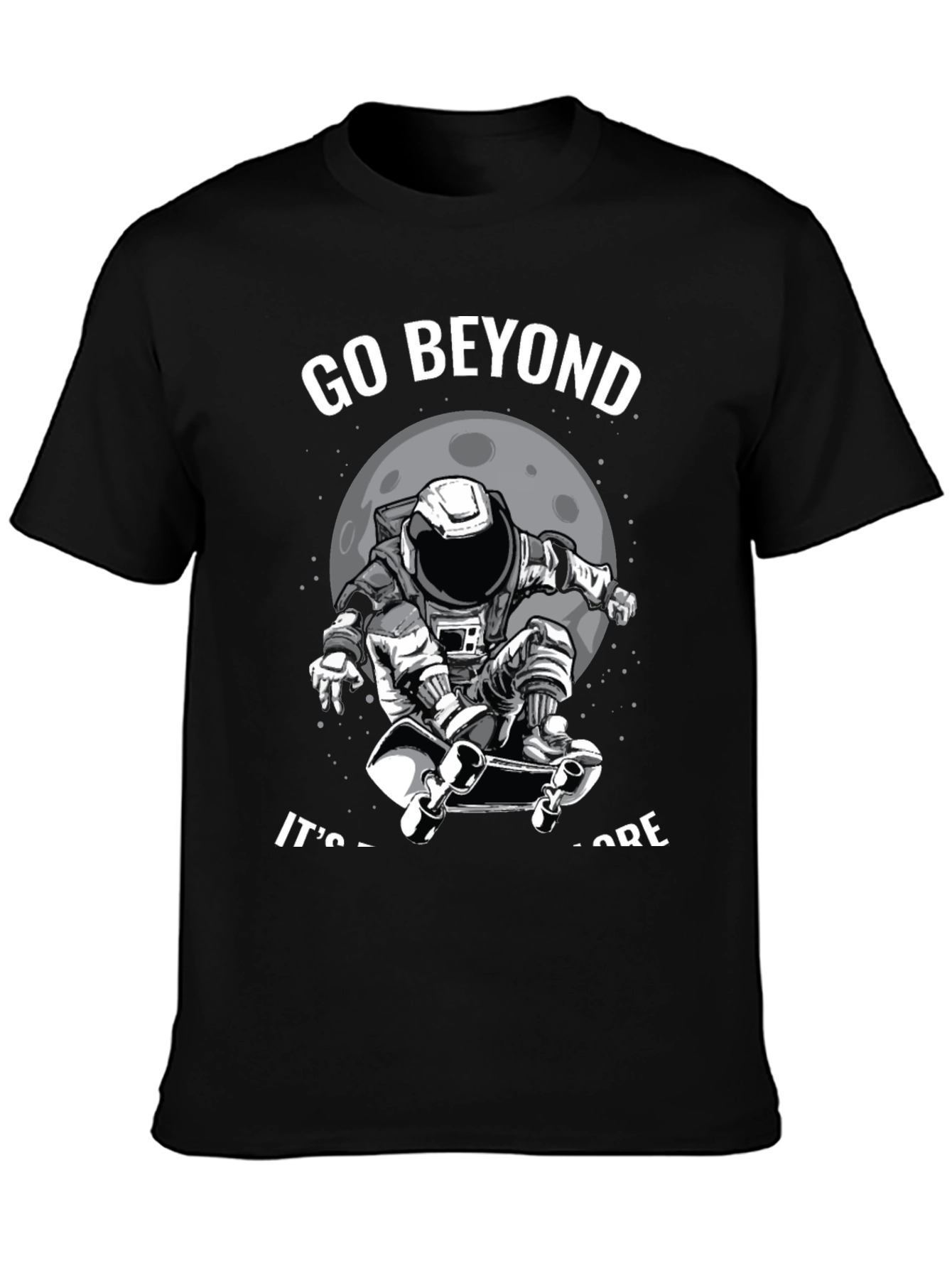 Go Beyond: Astronaut Skateboarder Black T-Shirt
