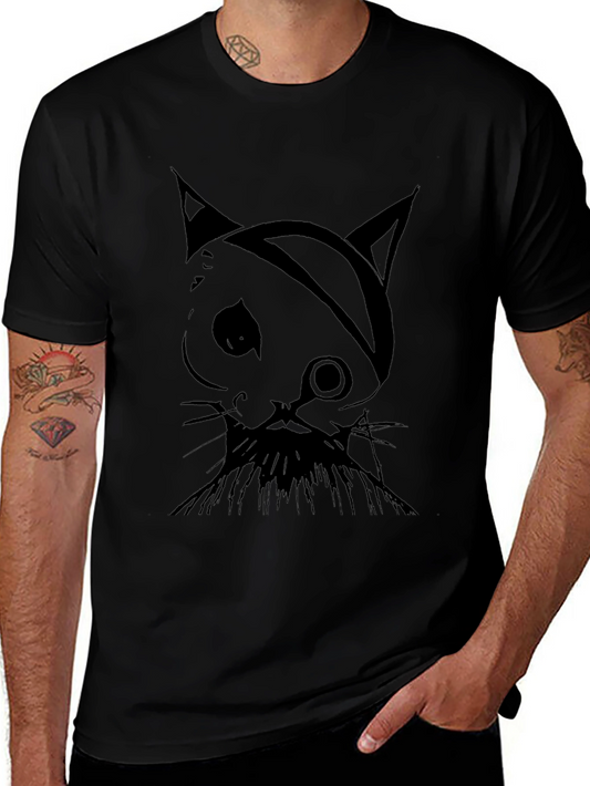 Pirate Cat Graphic Tee - Mens Black T-Shirt
