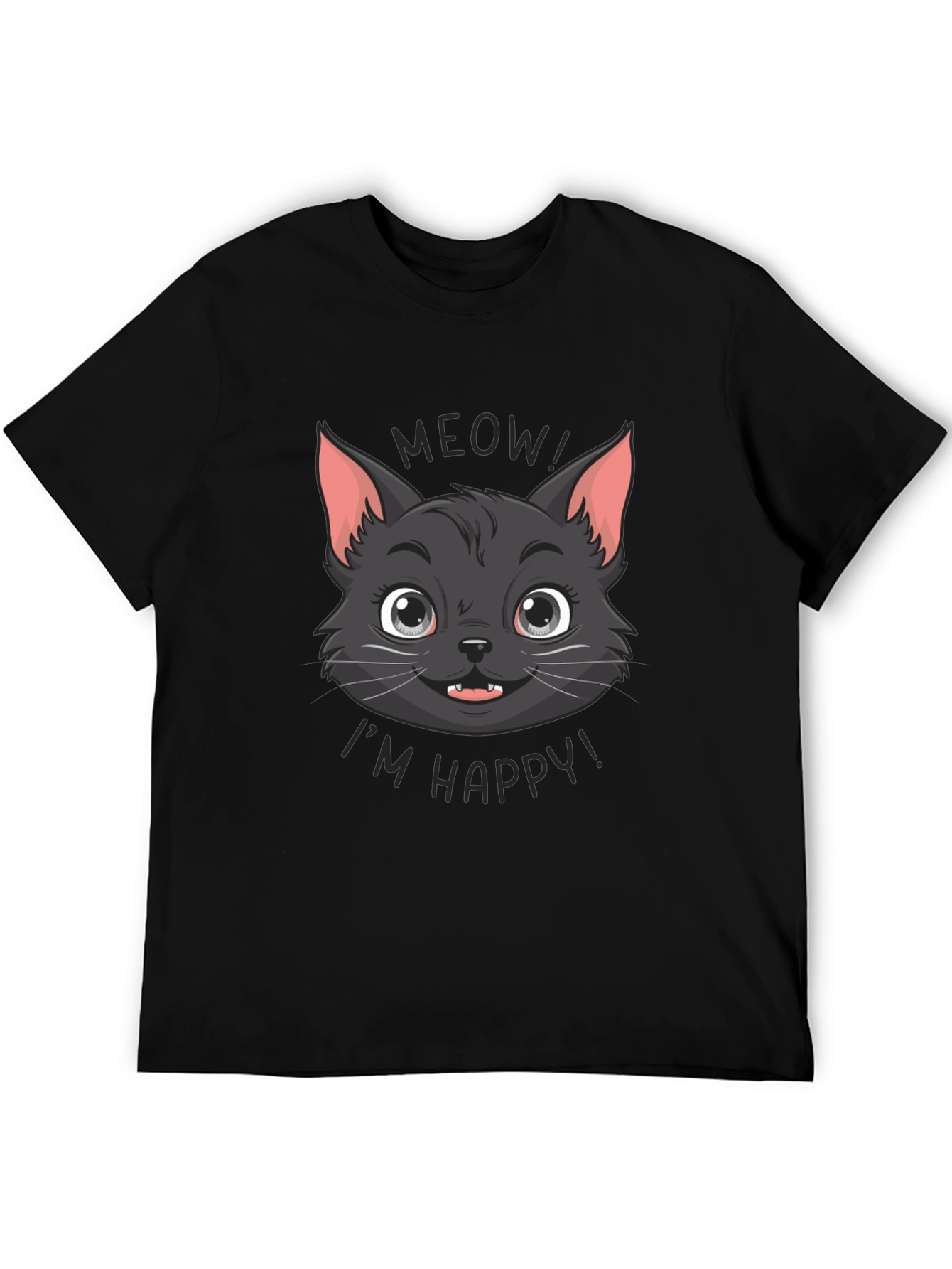 Meow Im Happy! Black Cat Graphic Tee
