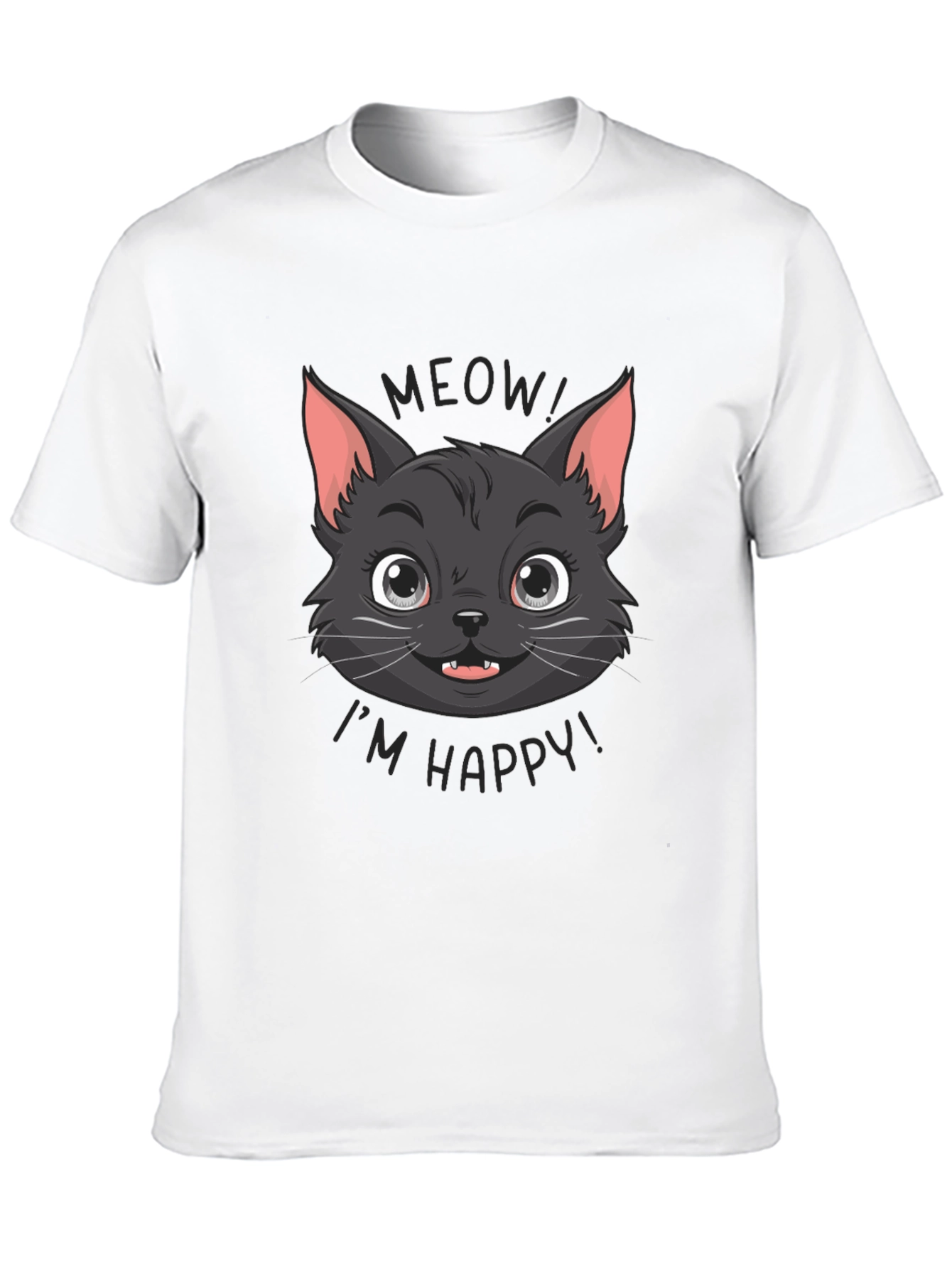 Meow Im Happy! Black Cat Graphic Tee