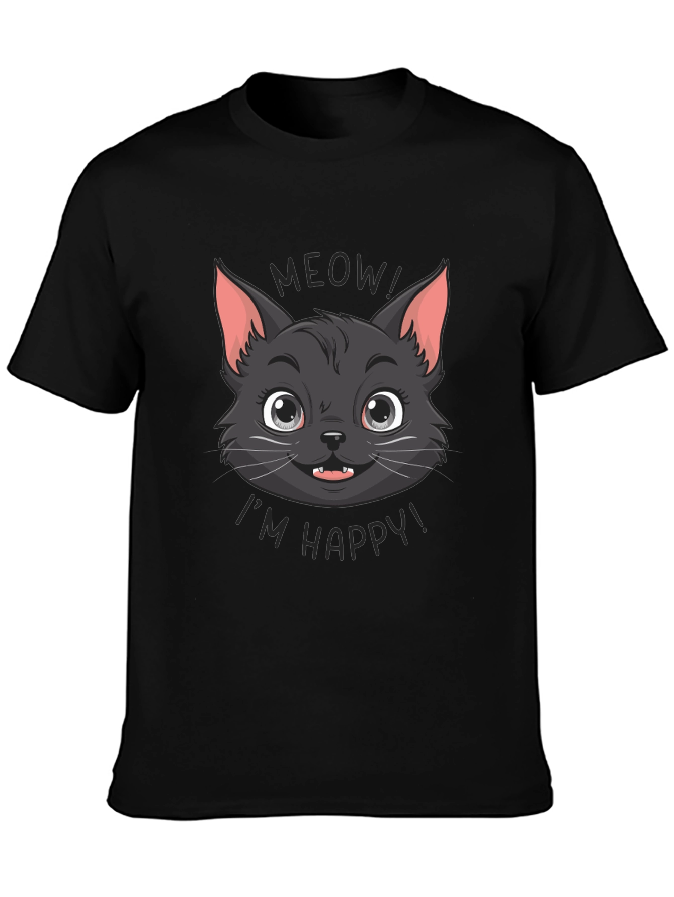 Meow Im Happy! Black Cat Graphic Tee