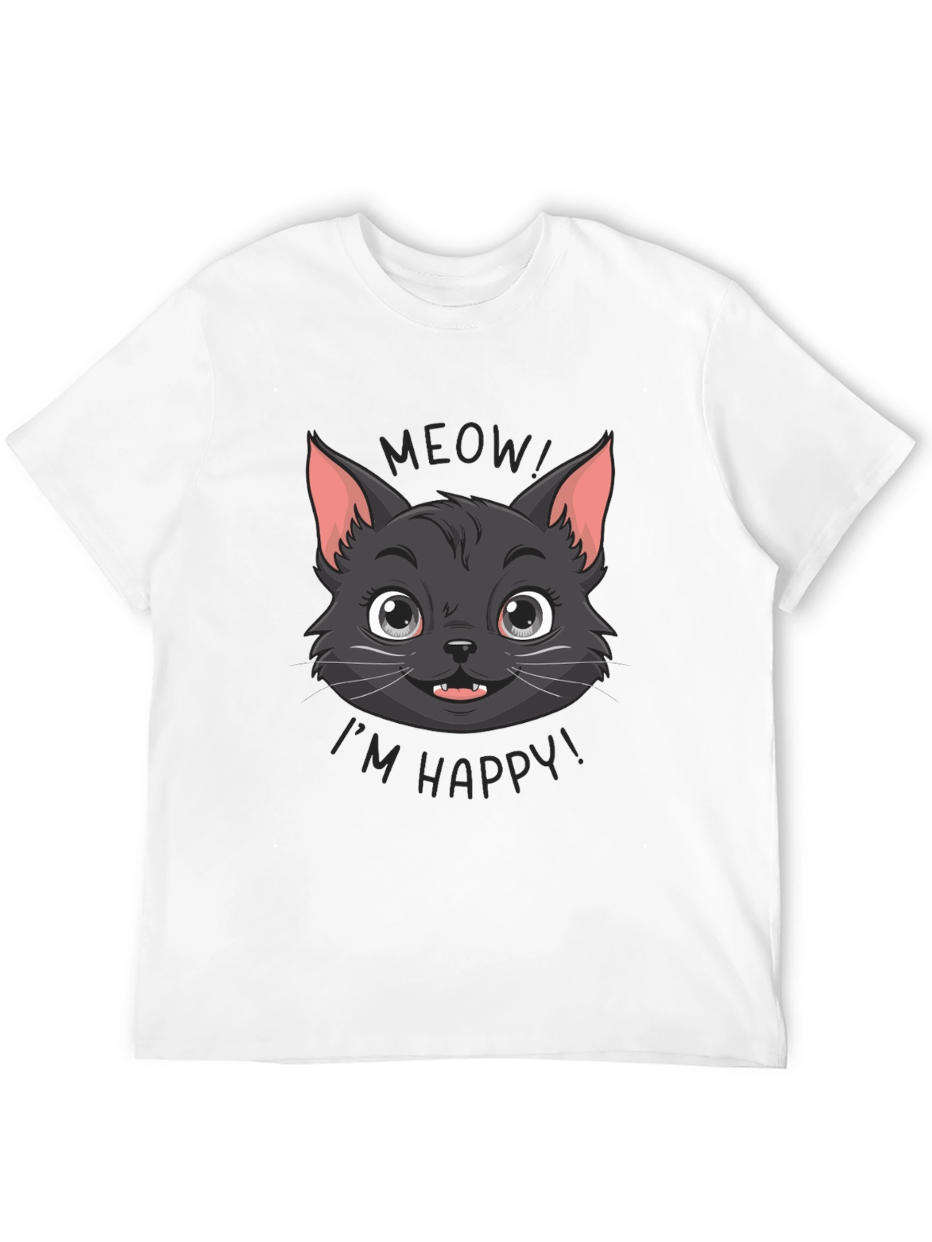 Meow Im Happy! Black Cat Graphic Tee