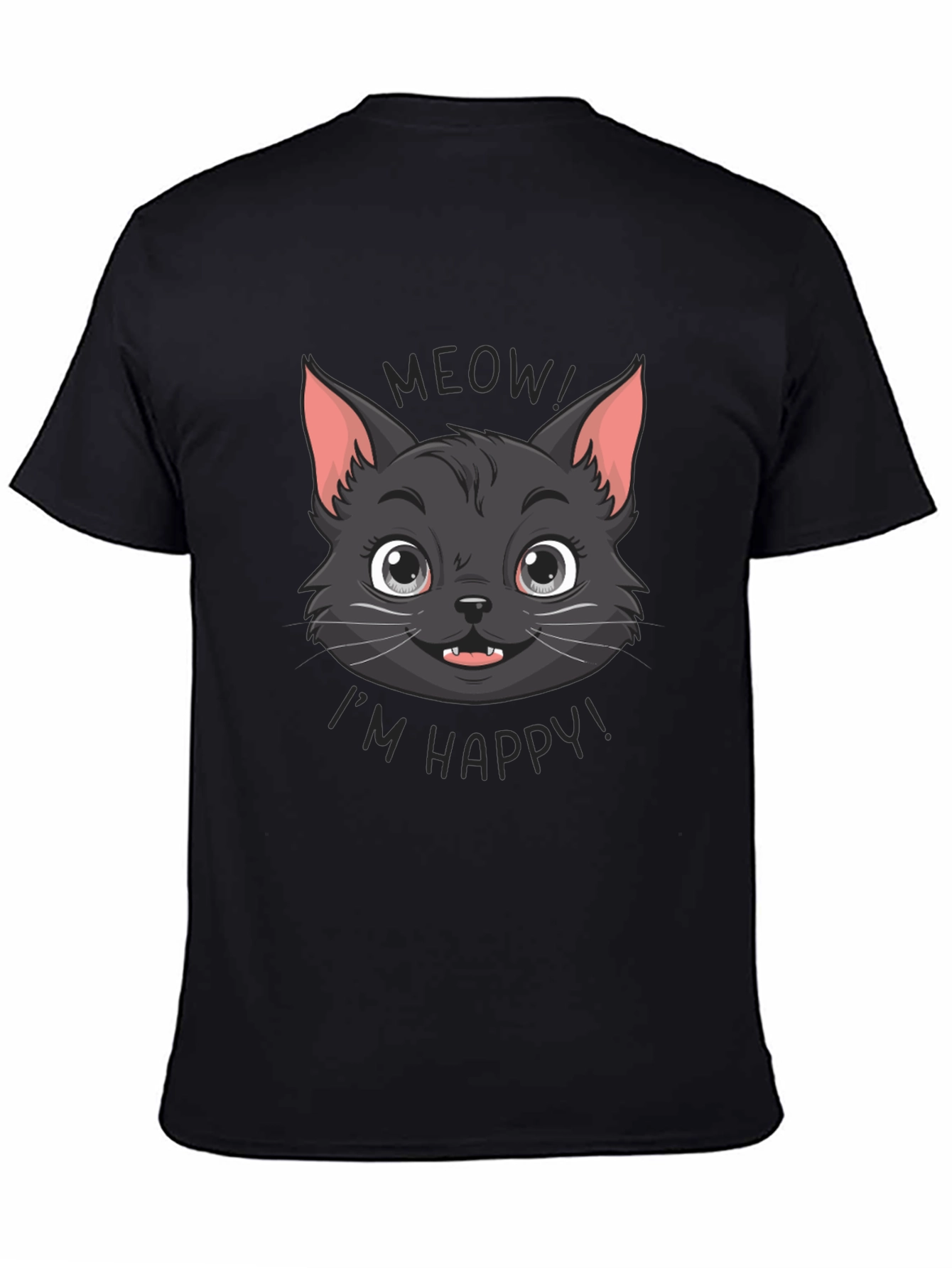 Meow Im Happy! Black Cat Graphic Tee