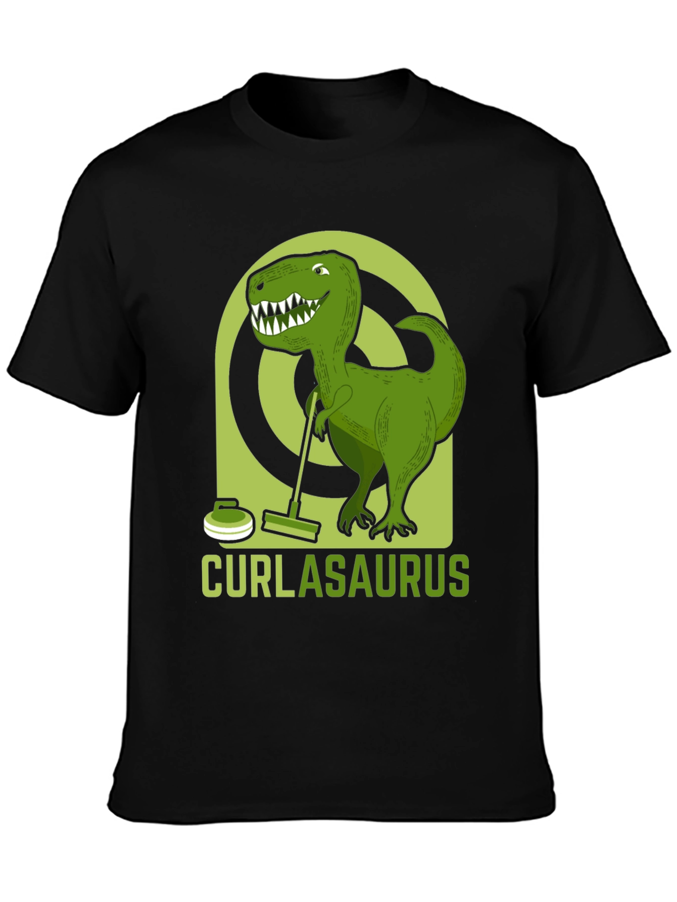 Curlasaurus T-Shirt - Dinosaur Curling Tee