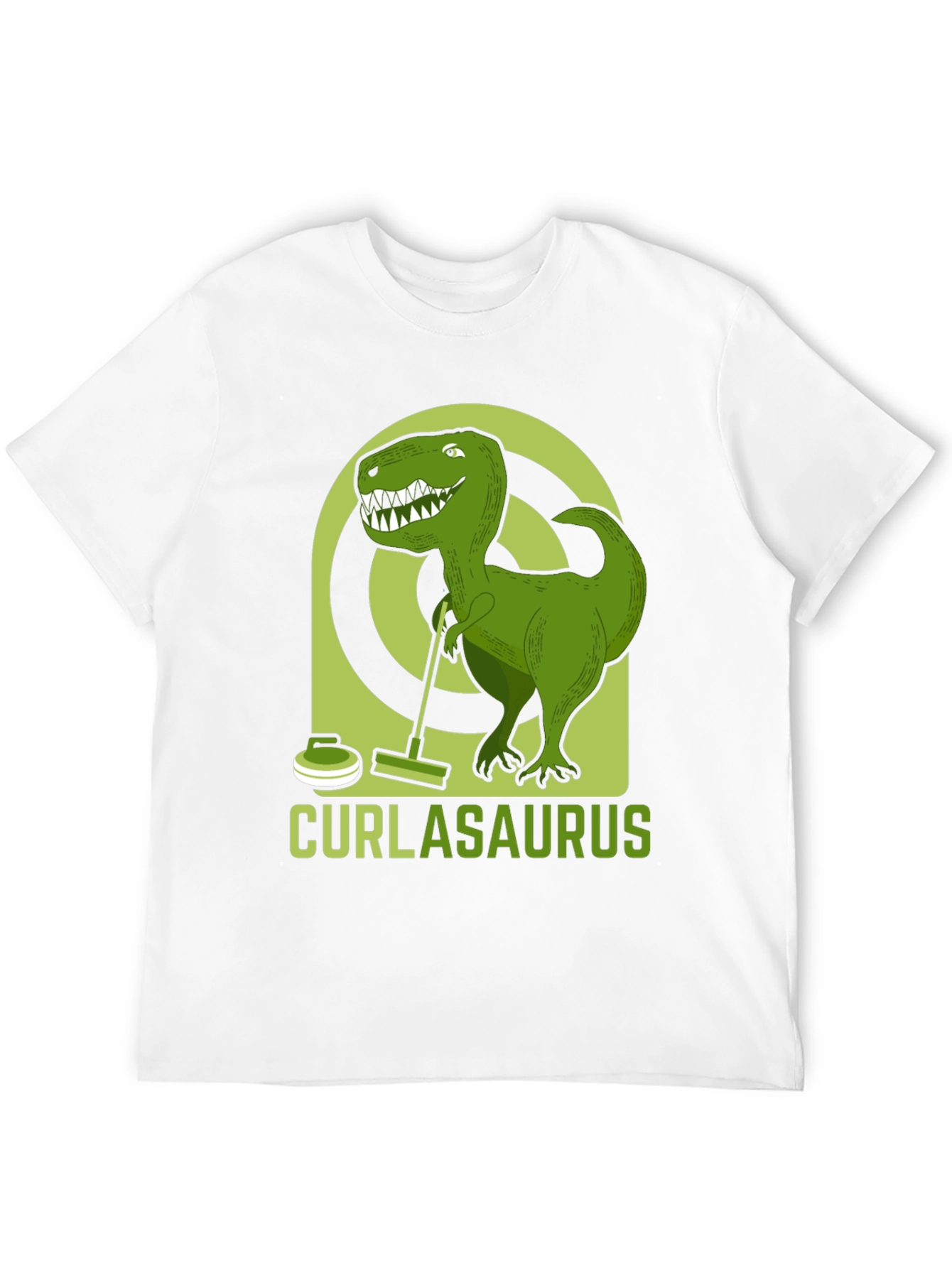 Curlasaurus T-Shirt - Dinosaur Curling Tee