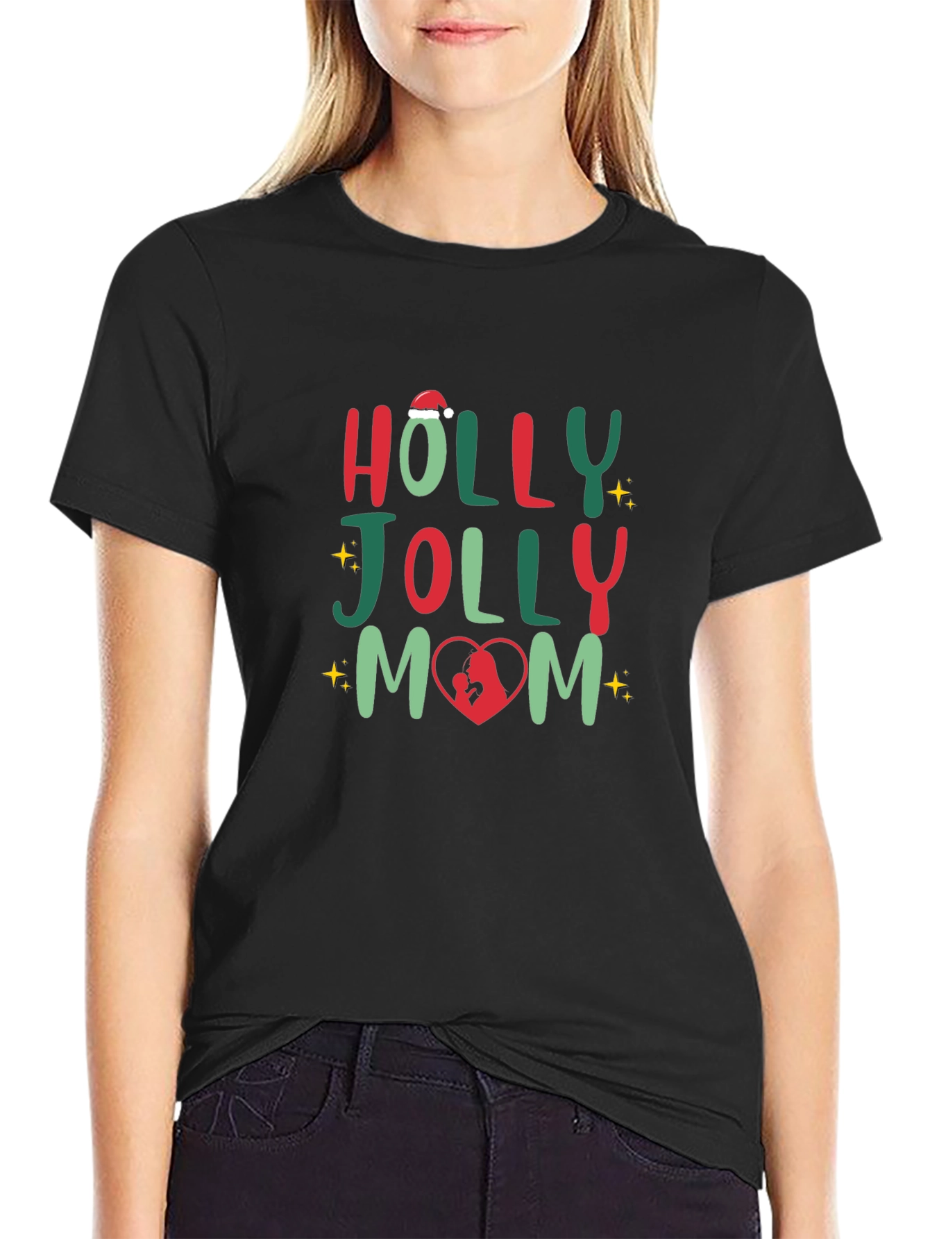 Holly Jolly Mom Christmas T-Shirt