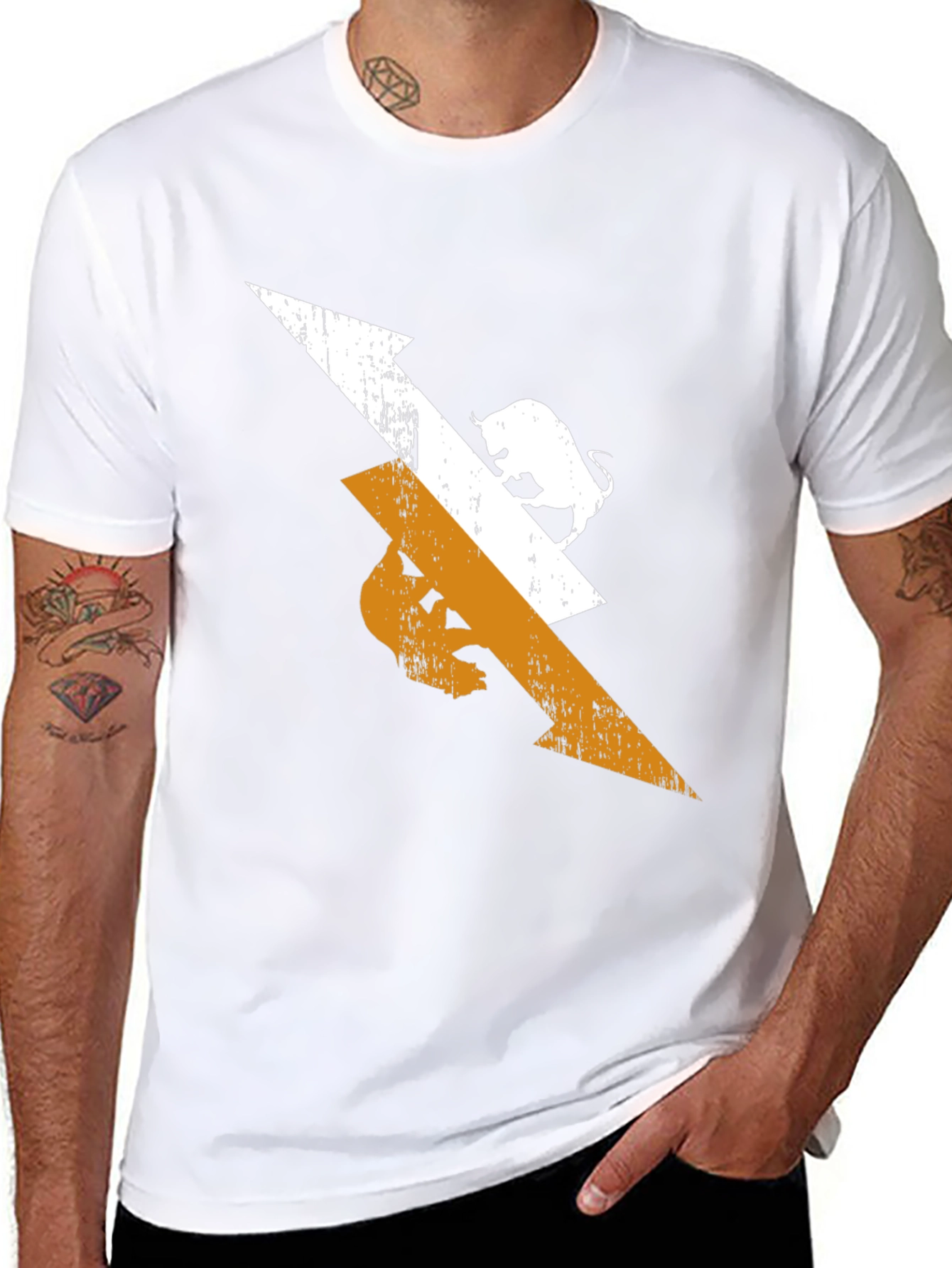 Black Tee with Arrow and Bull Graphic