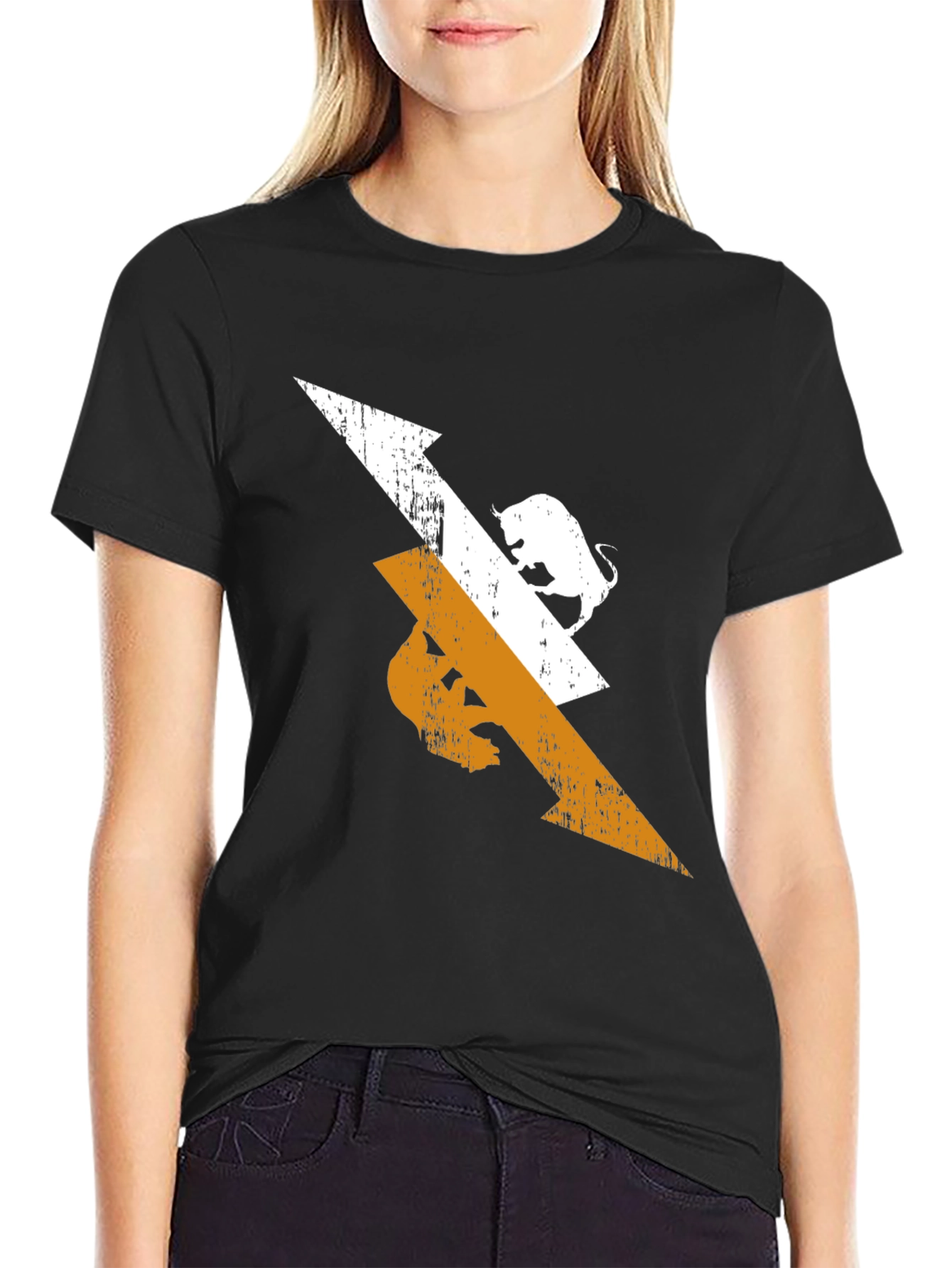 Black Tee with Arrow and Bull Graphic