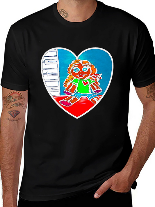 Heart Doll Graphic Tee - Black