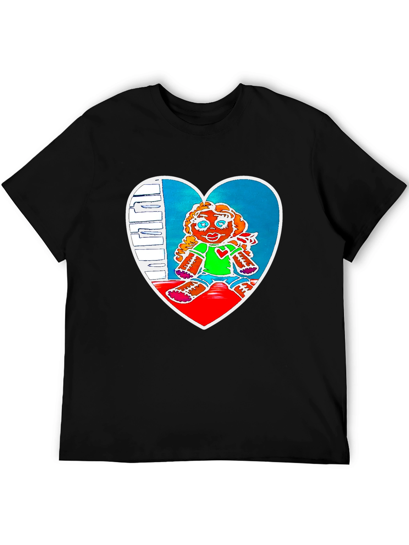 Heart Doll Graphic Tee - Black