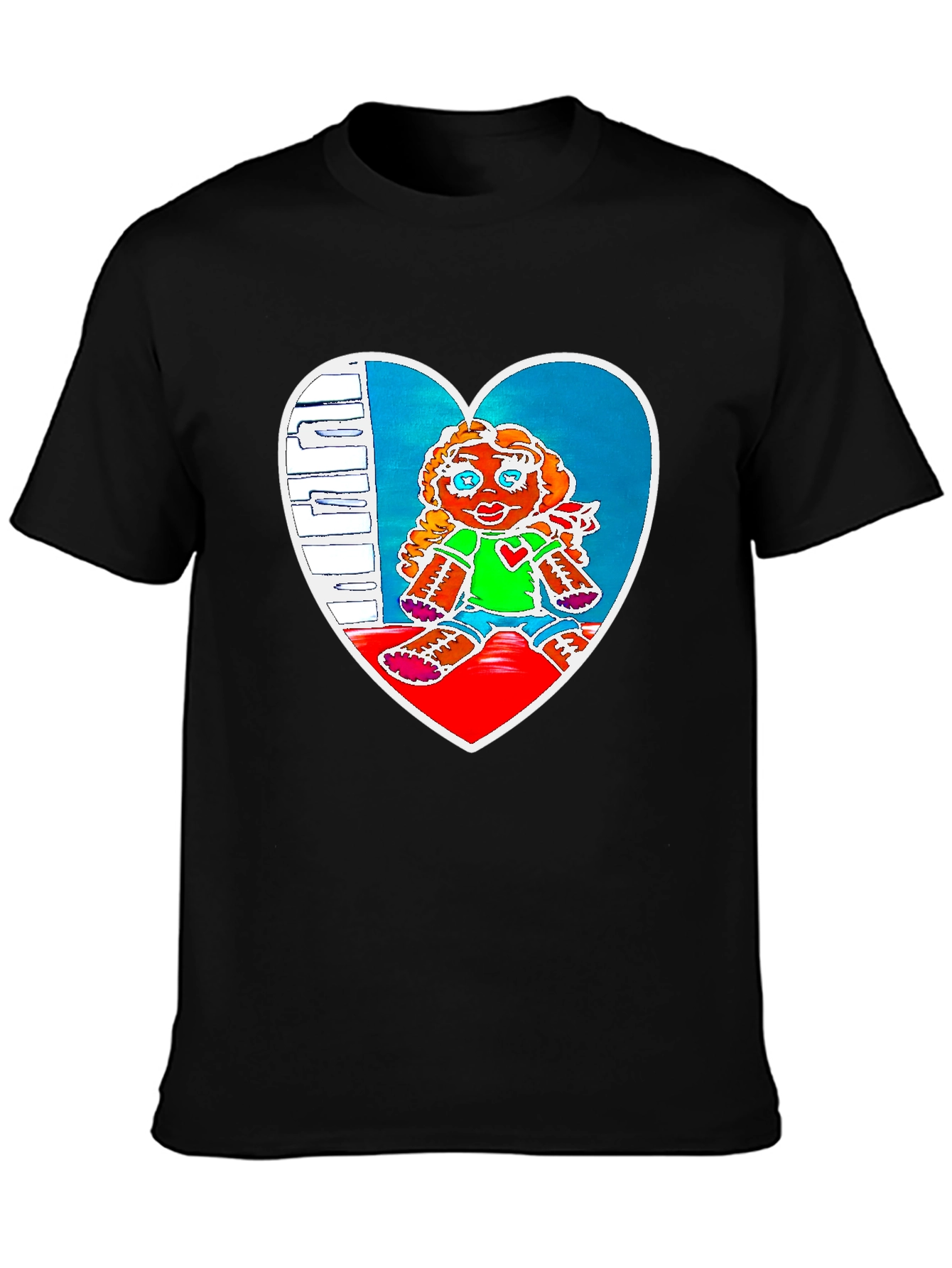 Heart Doll Graphic Tee - Black
