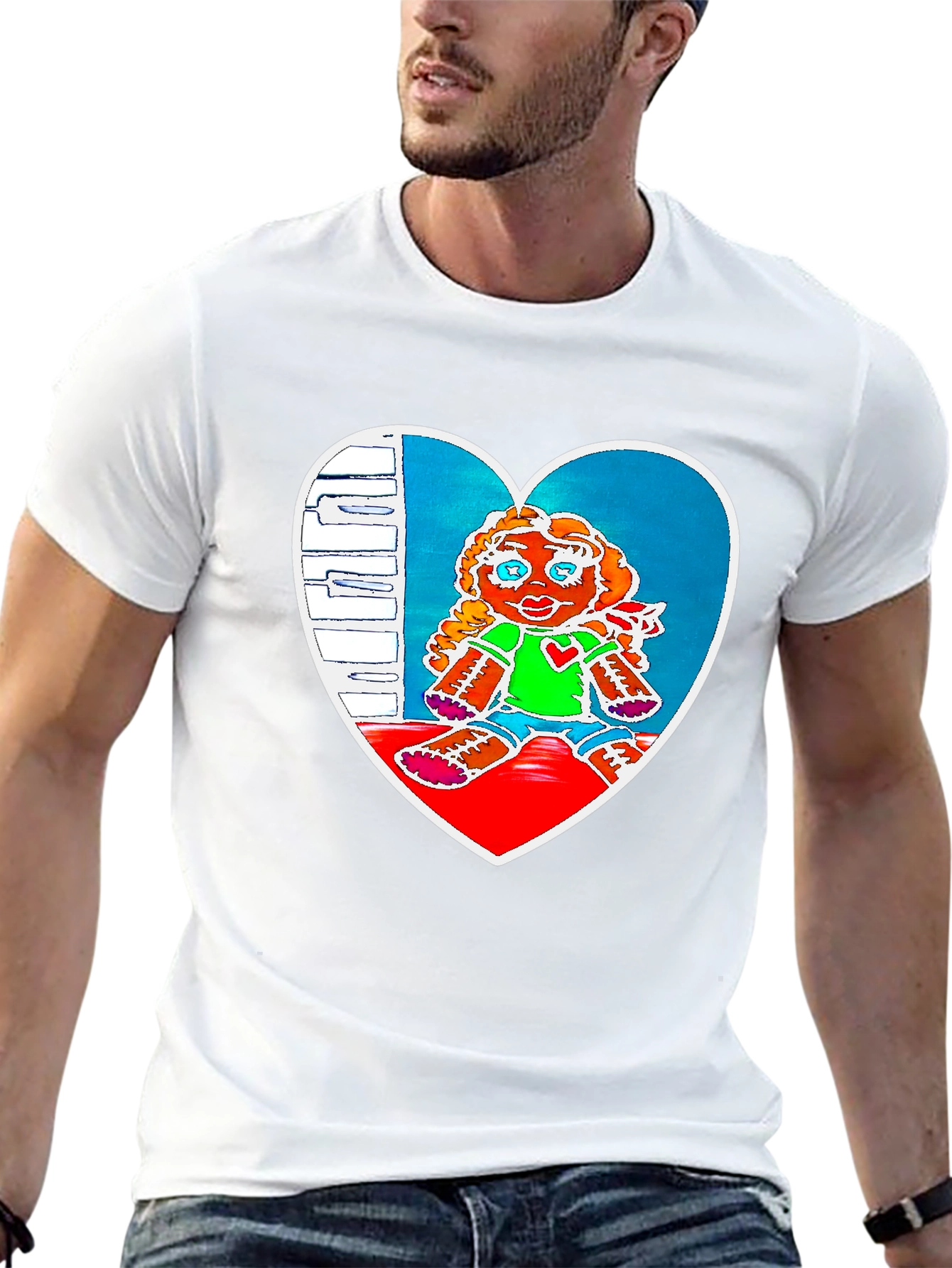 Heart Doll Graphic Tee - Black