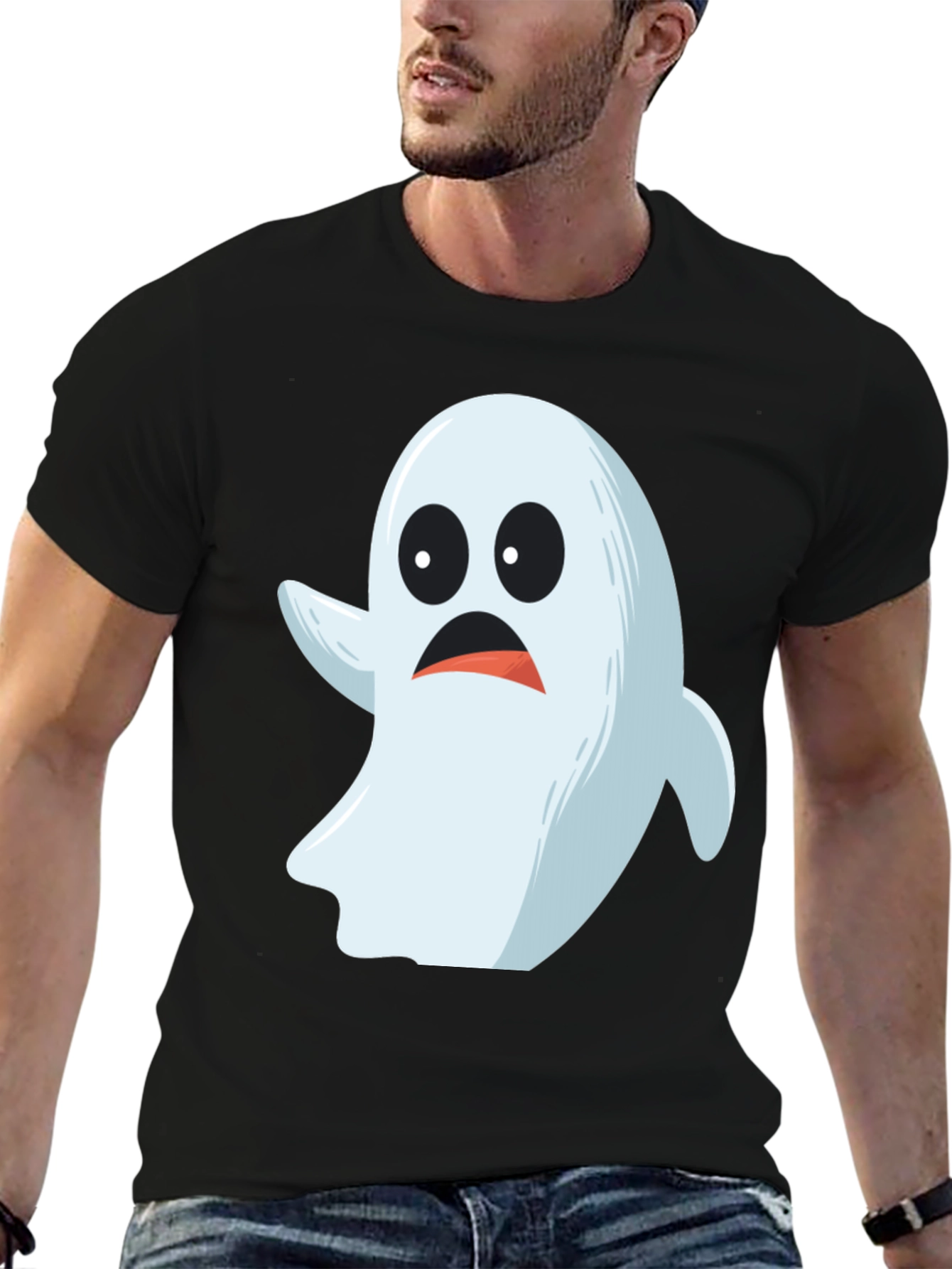 Spooky Ghost Graphic Tee - Halloween Costume Shirt