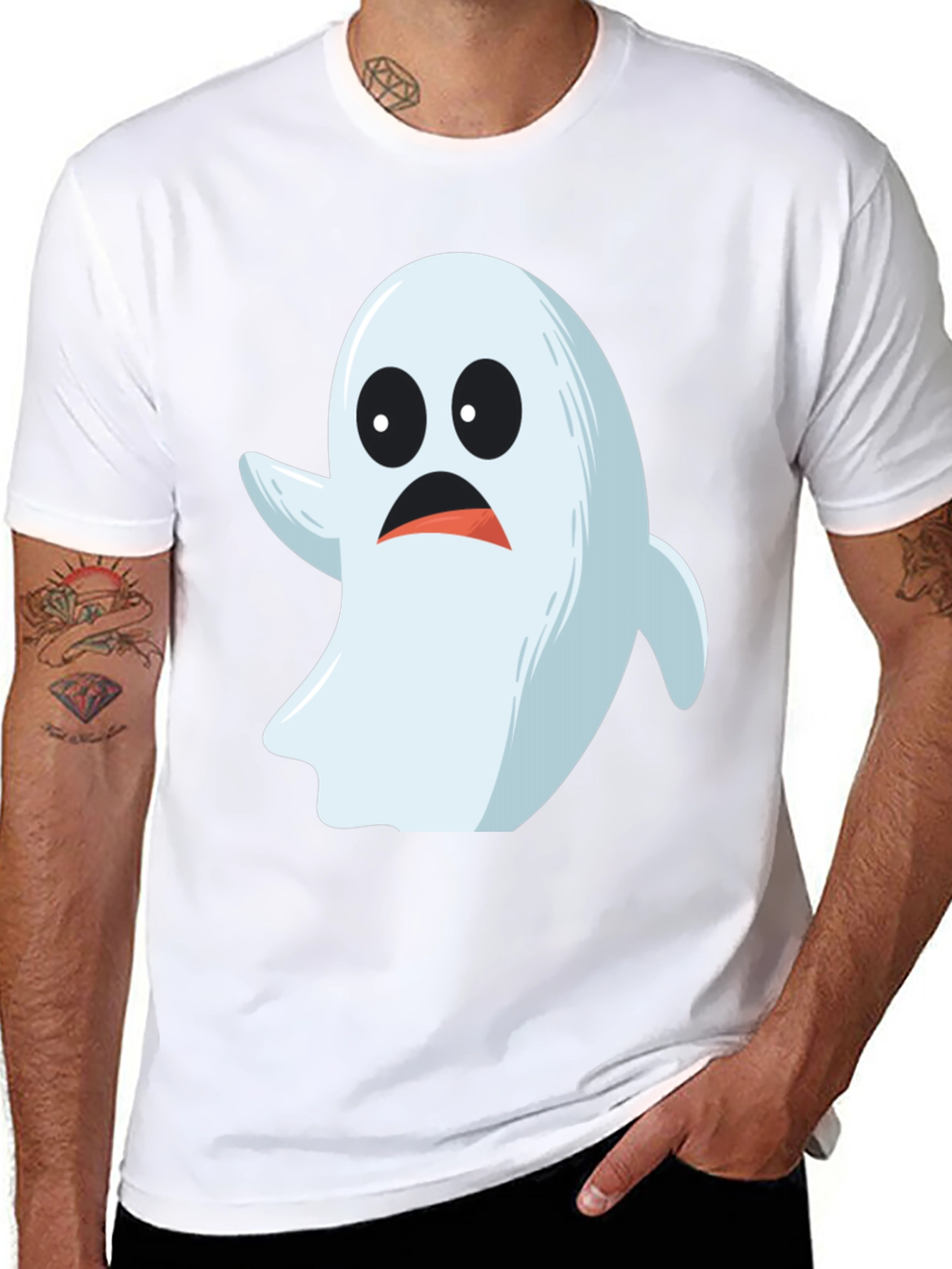 Spooky Ghost Graphic Tee - Halloween Costume Shirt