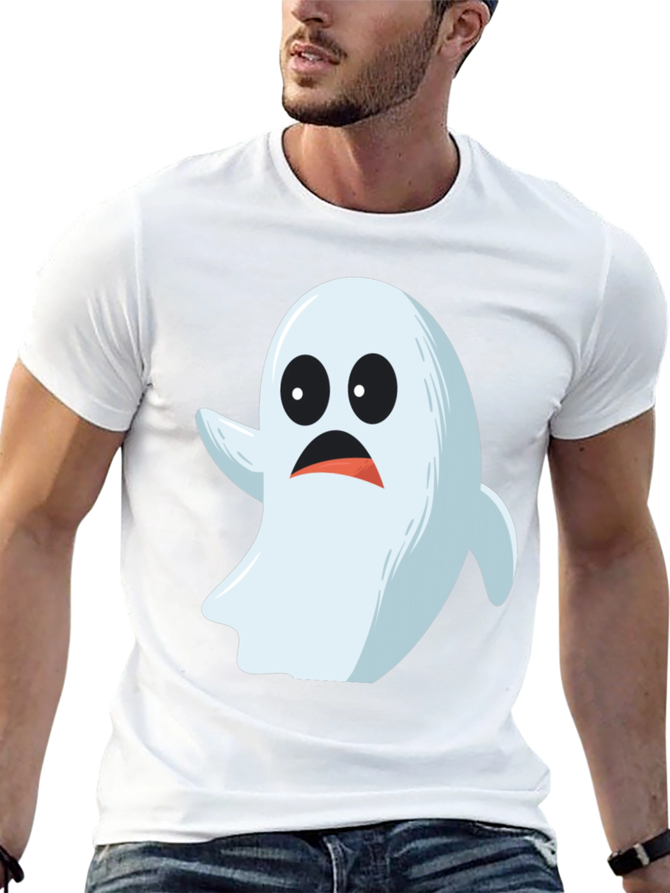 Spooky Ghost Graphic Tee - Halloween Costume Shirt