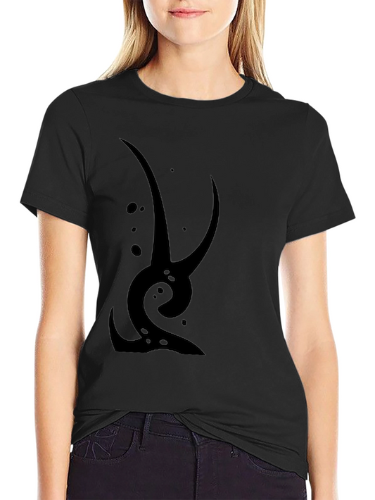 Abstract Graphic Tee - Black Cotton Casual Wear