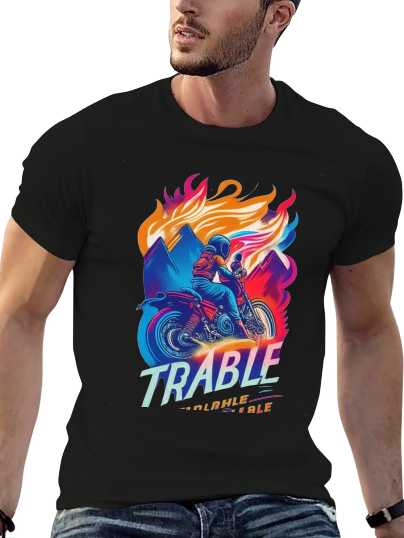 Trable Motorcycle Graphic Tee - Black Cotton Blend