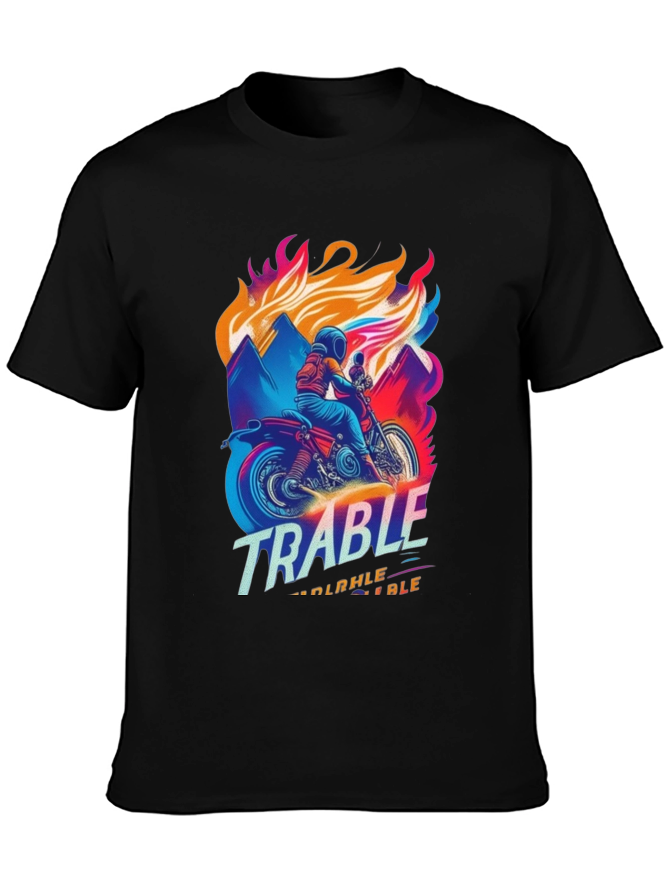 Trable Motorcycle Graphic Tee - Black Cotton Blend