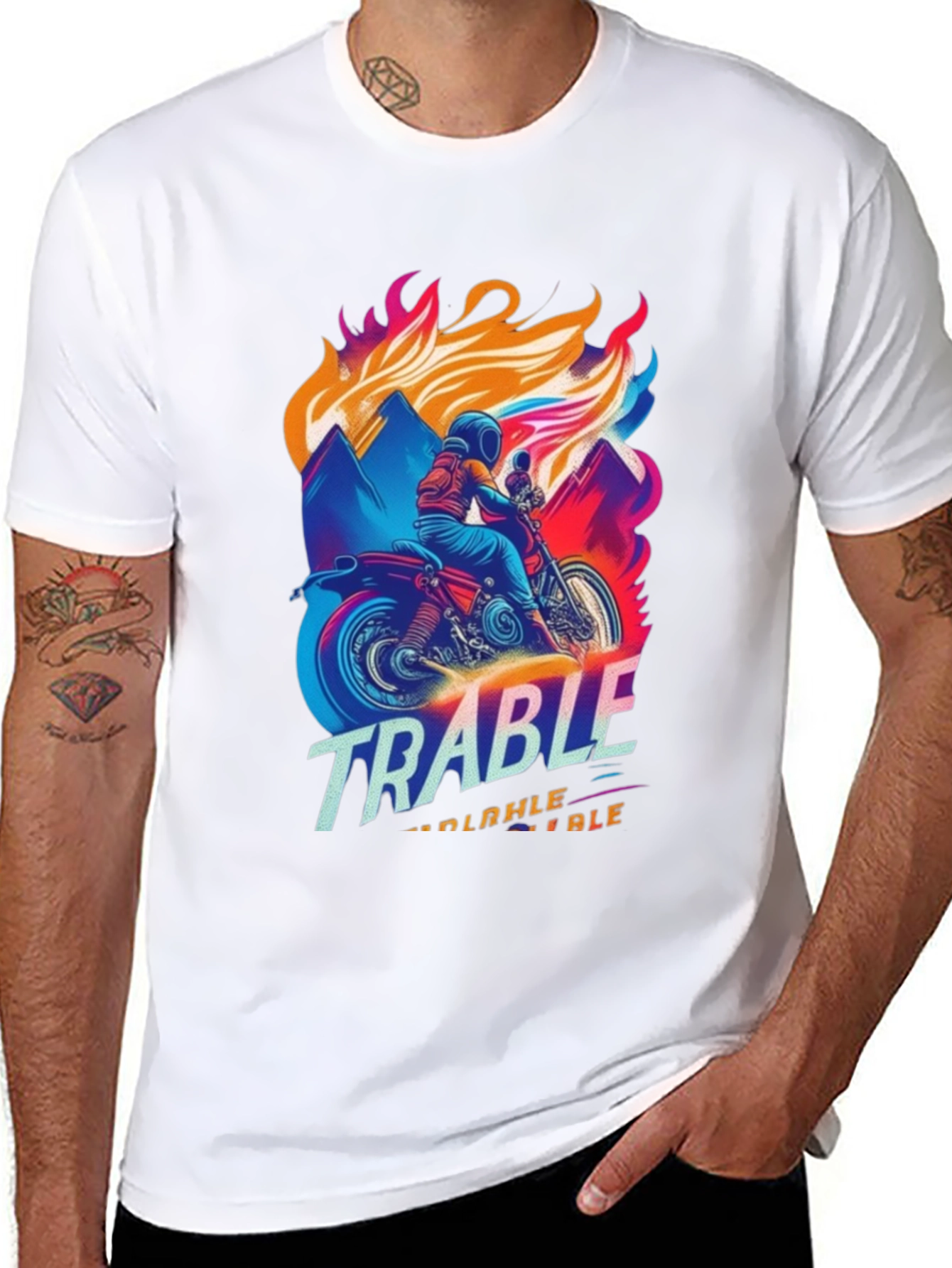 Trable Motorcycle Graphic Tee - Black Cotton Blend