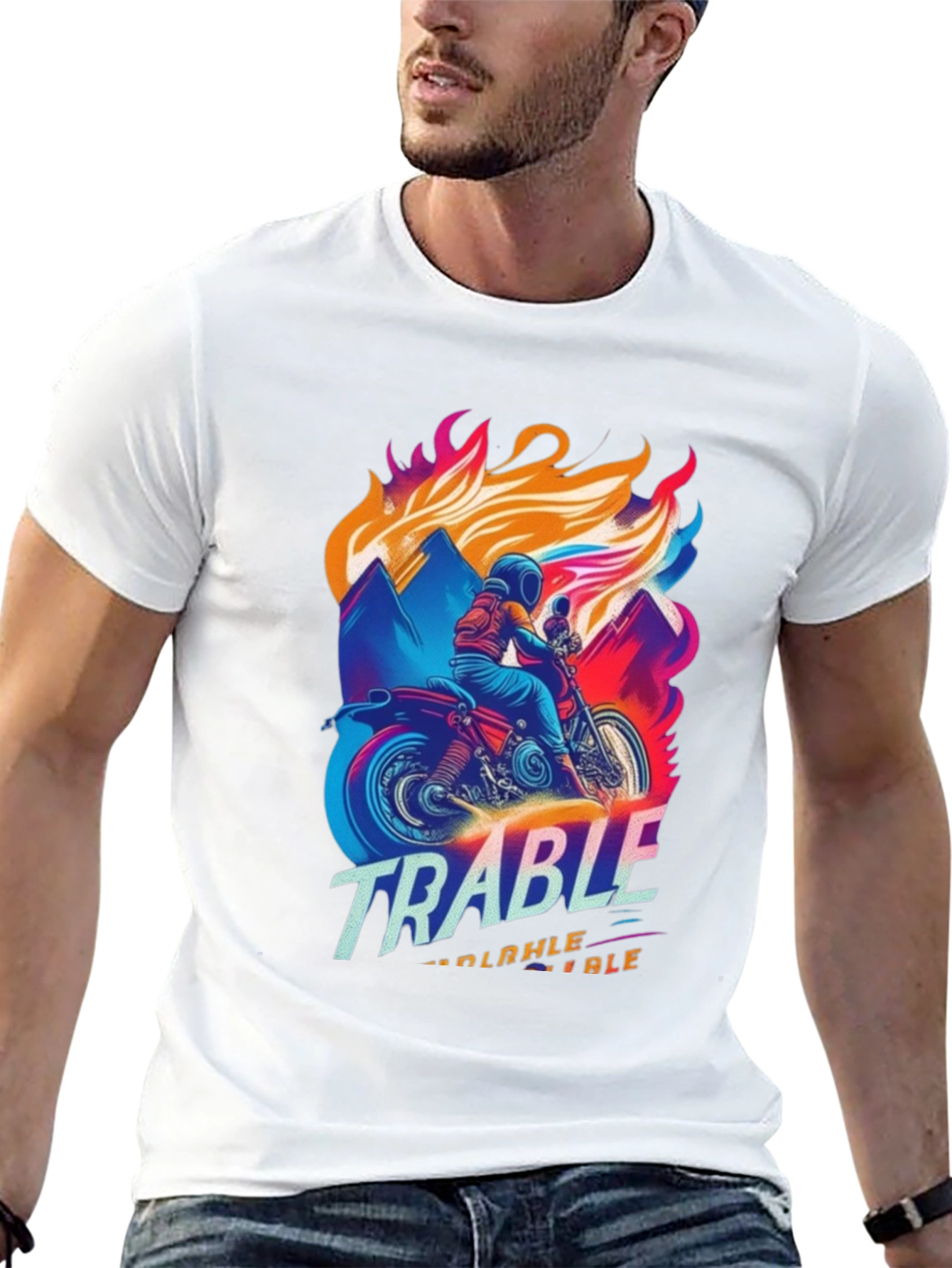 Trable Motorcycle Graphic Tee - Black Cotton Blend
