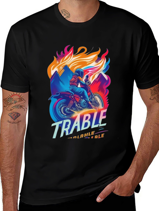 Trable Motorcycle Graphic Tee - Black Cotton Blend
