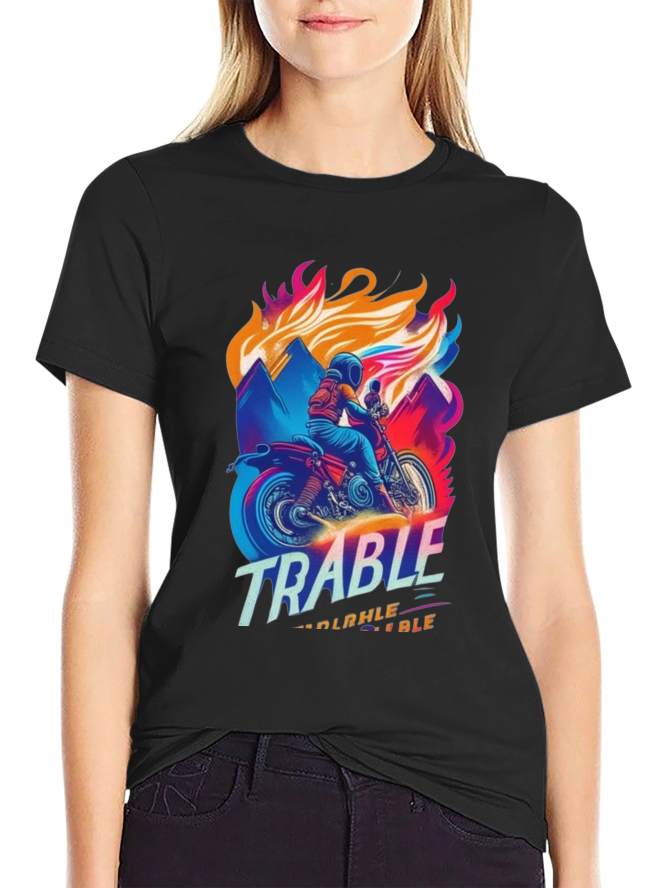 Trable Motorcycle Graphic Tee - Black Cotton Blend