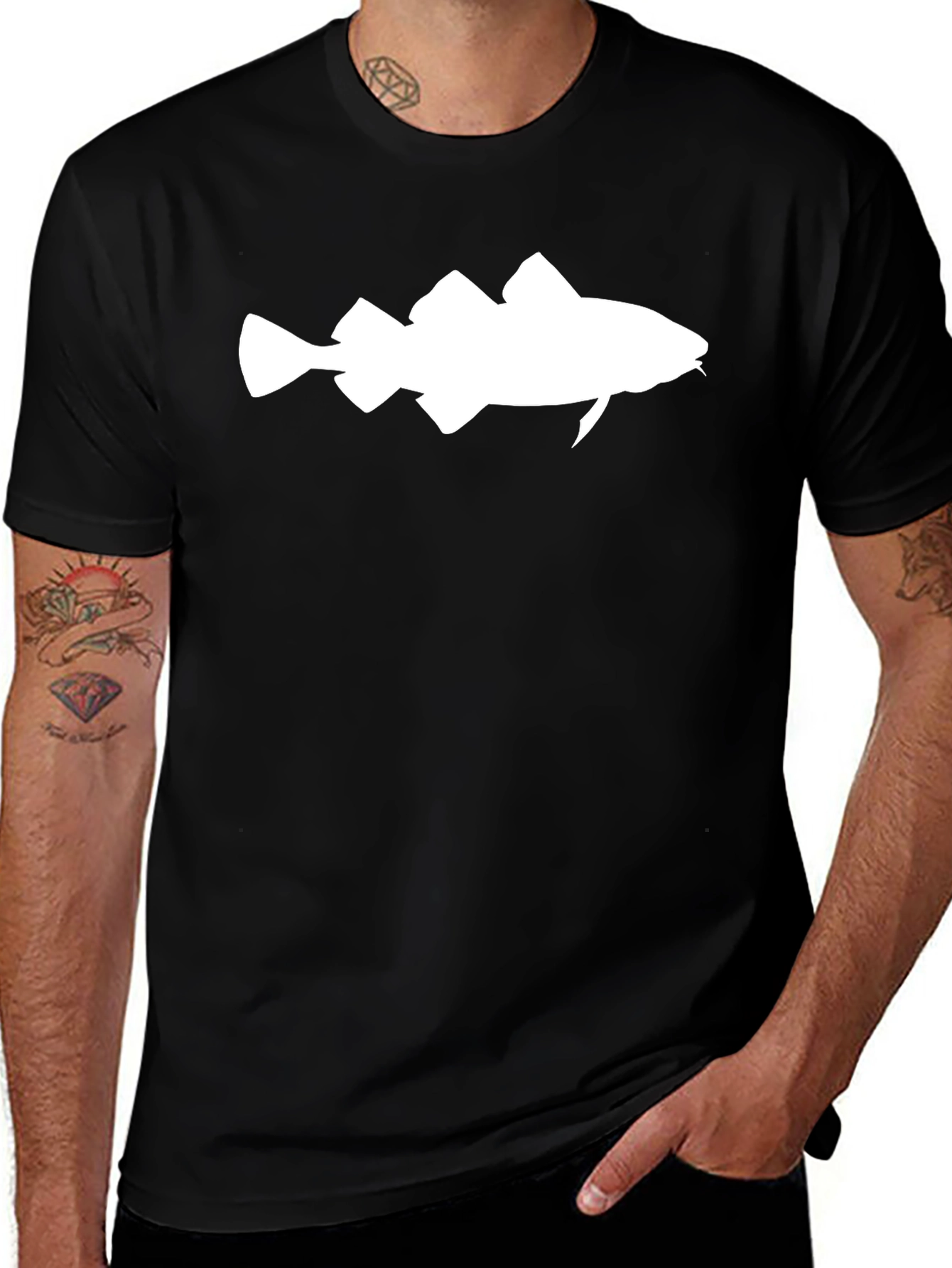 Mens Black Fish Graphic Tee